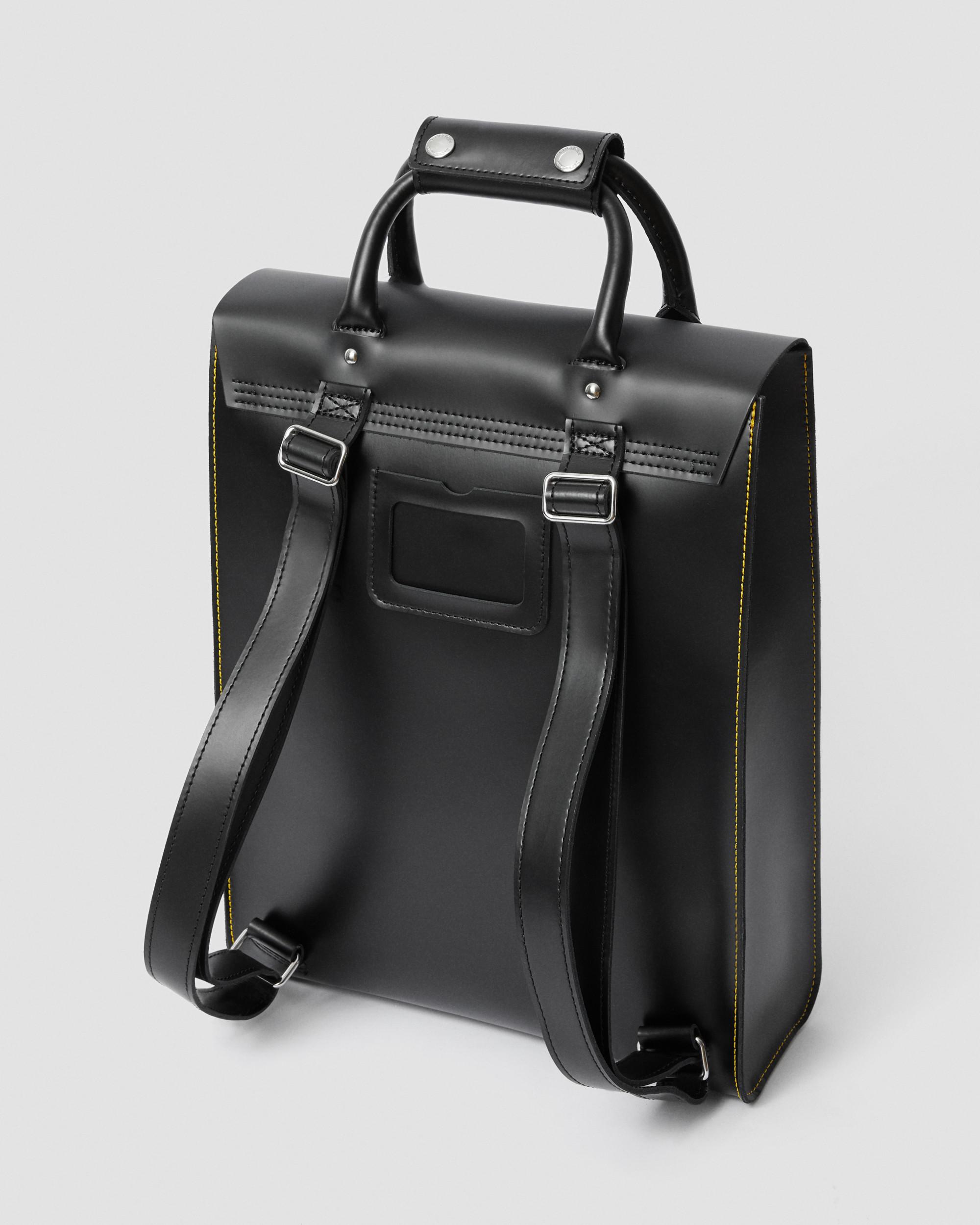Kiev Smooth Leather Laptop Backpack in Black