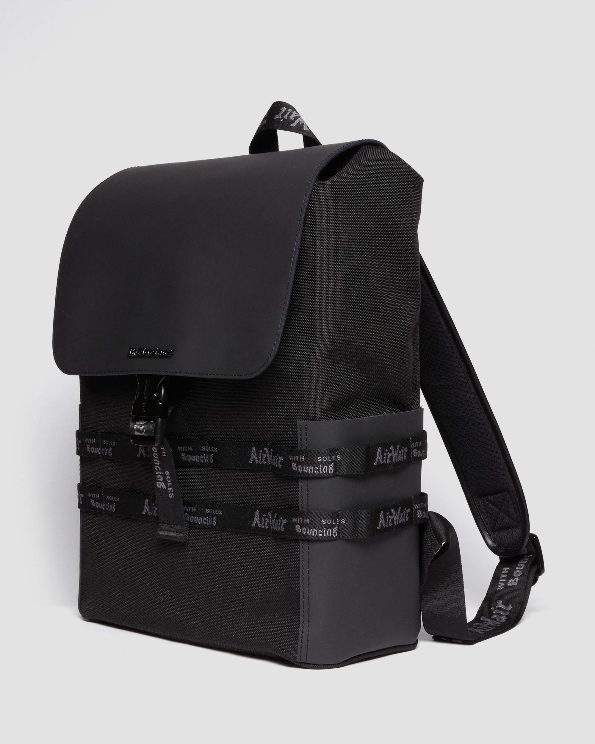 Rubberised Kiev Leather Backpack in Black | Dr. Martens