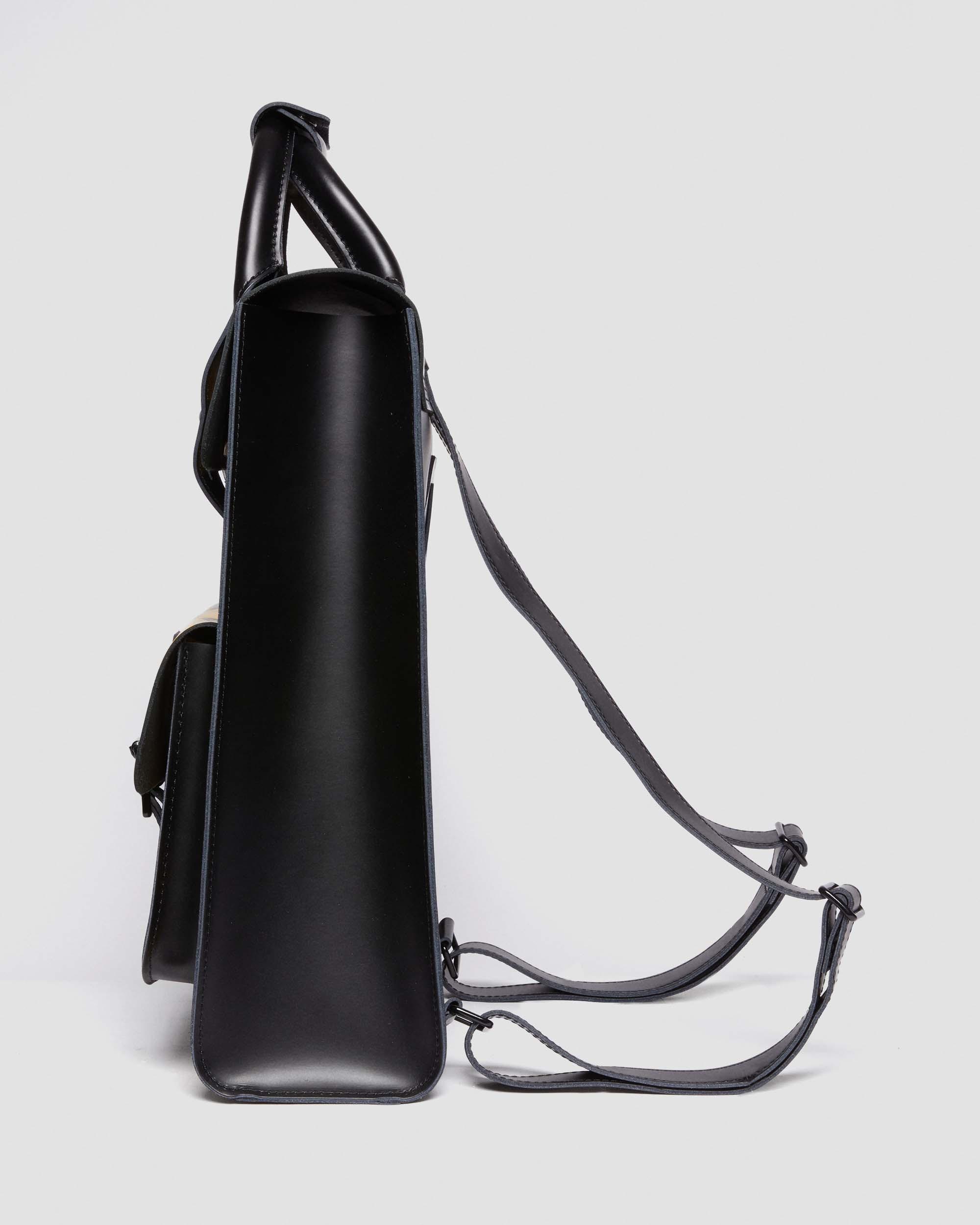 Rubberised Kiev Leather Backpack in Black | Dr. Martens