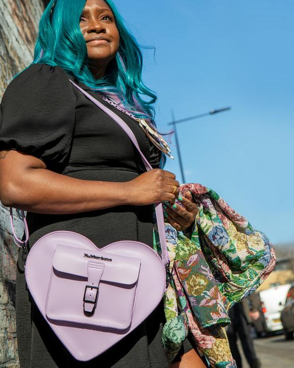 Kiev Leather Hardware Heart Shaped Bag in Lilac | Dr. Martens Kiev Leather Hardware Heart Shaped Bag in Lilac | Dr. Martens