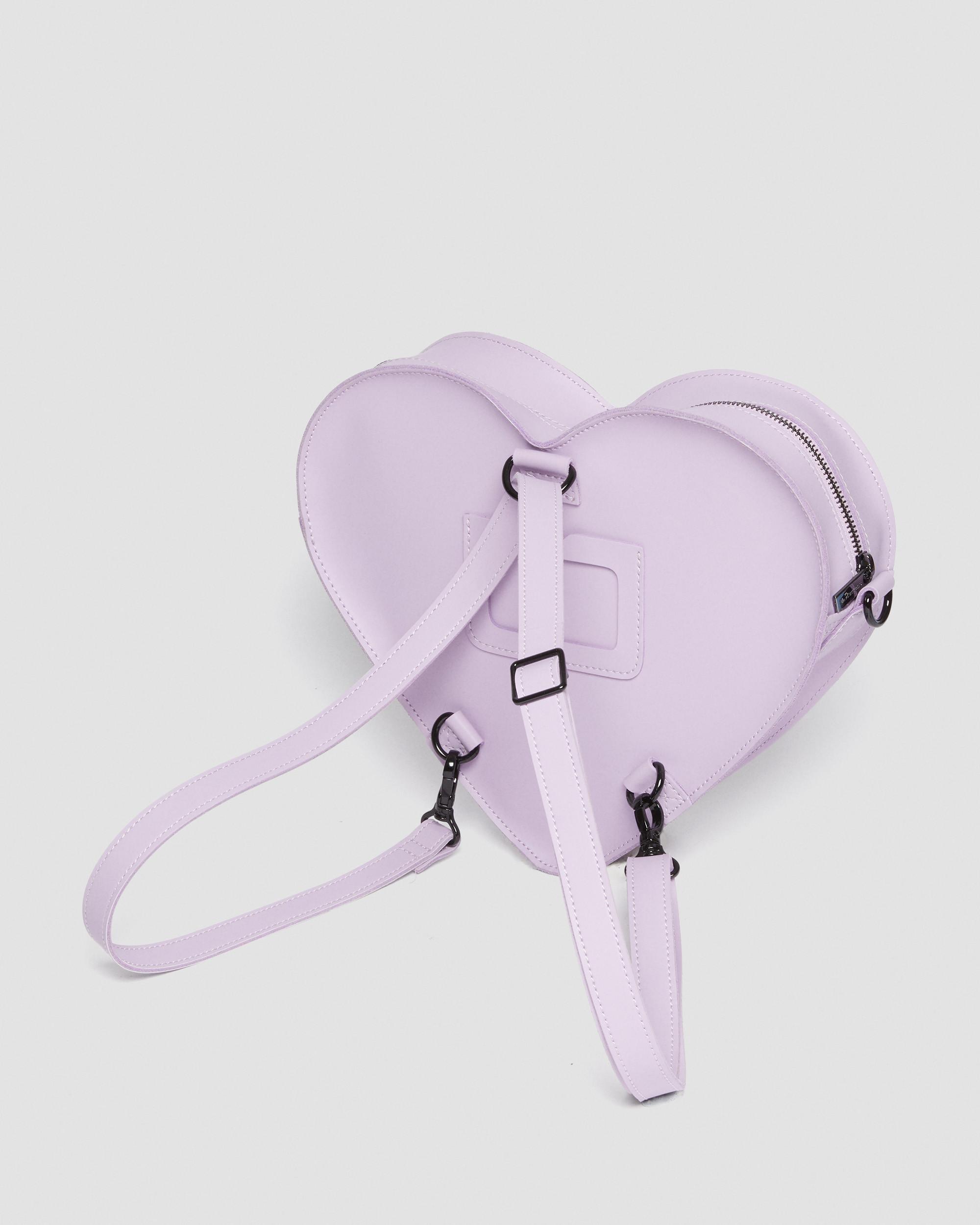 Heart Shaped Leather Backpack in Lilac