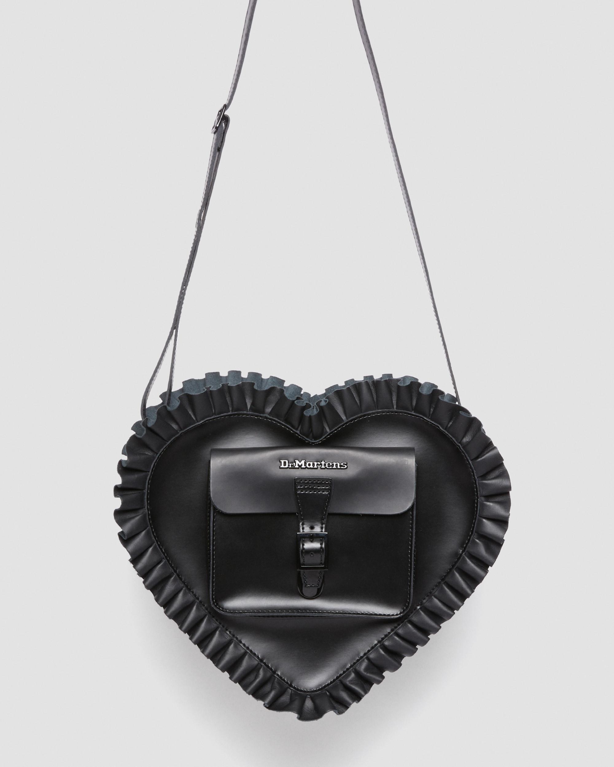 Heart Shaped Ruffle Leather Backpack in Black Dr. Martens