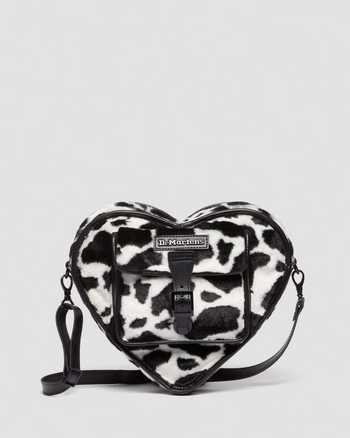 Heart Shaped Faux Fur Cow Print Backpack