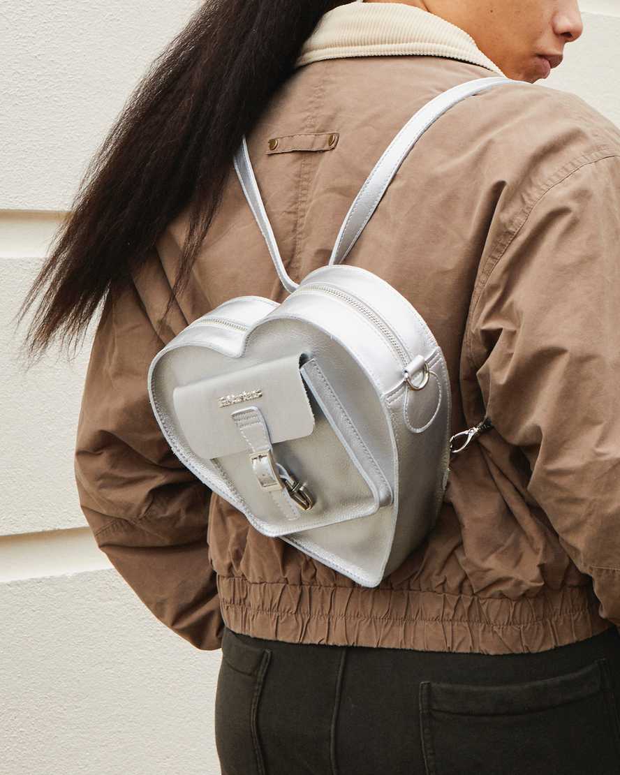 Dr. Martens' Heart Shaped Milled Metallic Backpack In Metallic