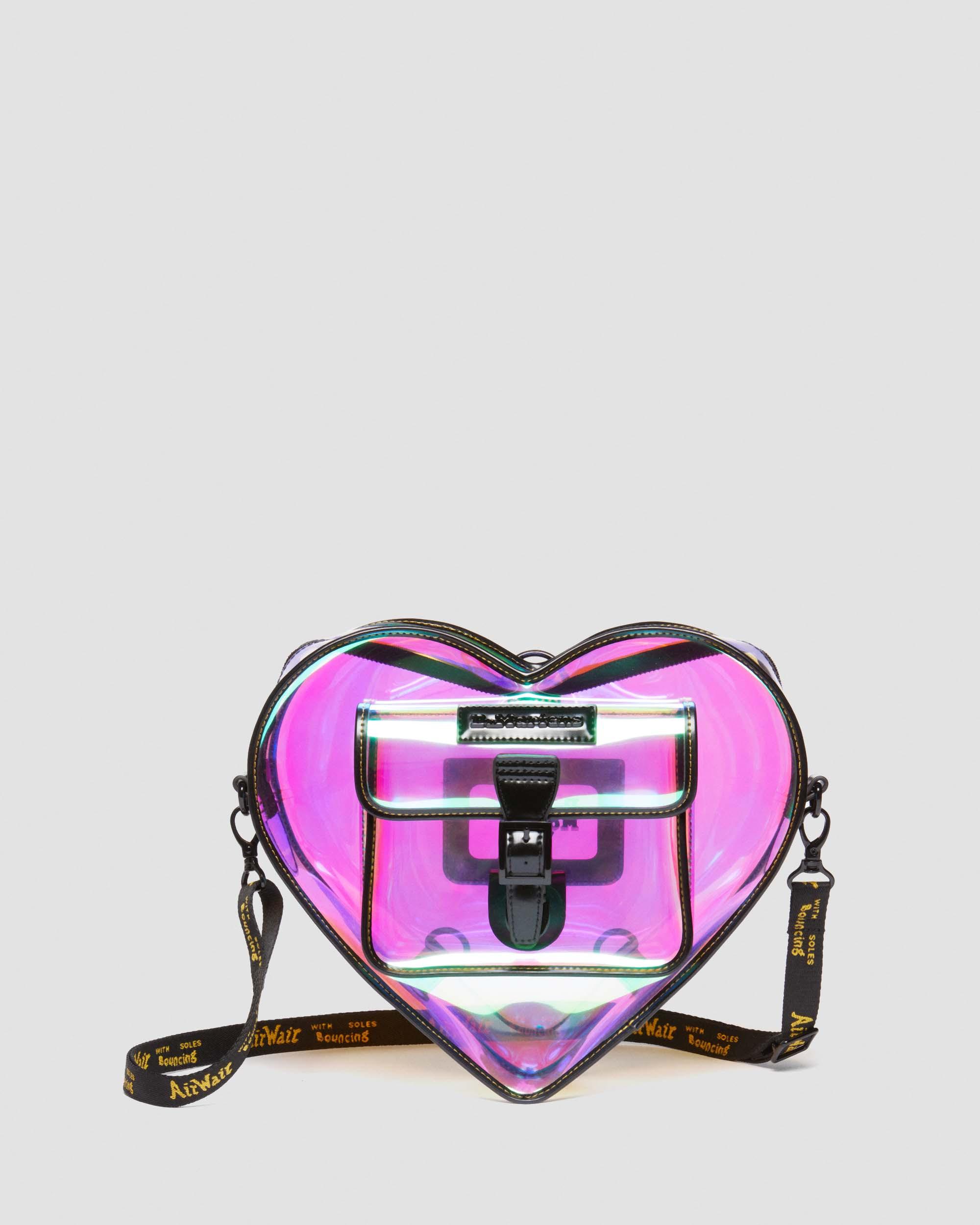Heart Shaped Iridescent Transparent Backpack in Multi+Black