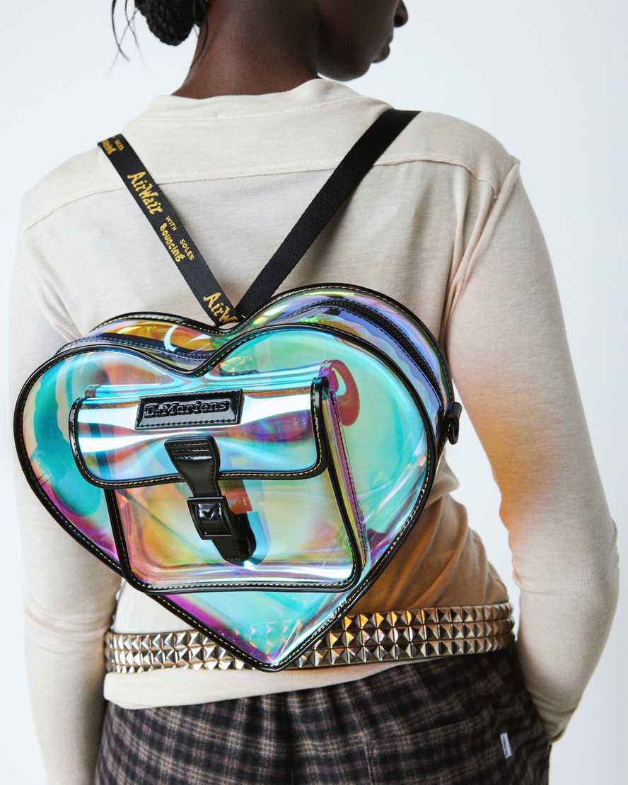 Dr. Martens' Heart Shaped Iridescent Transparent Backpack In Black,multi