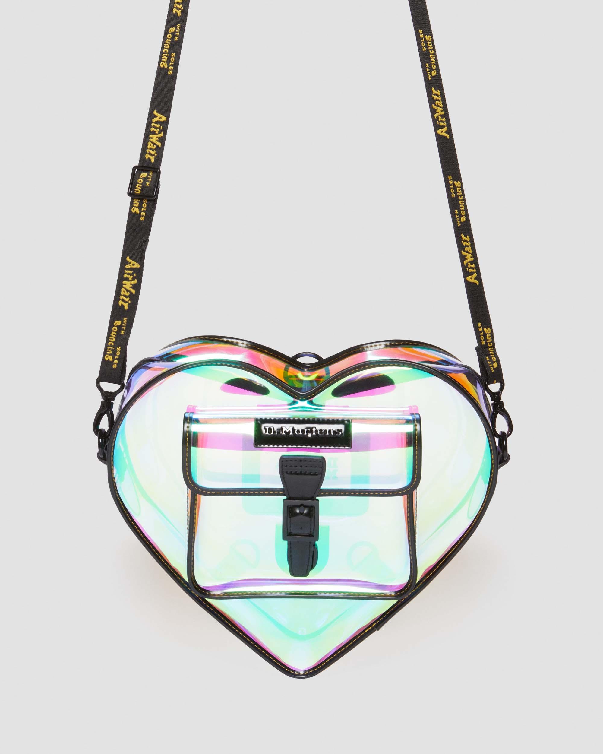 Heart Shaped Iridescent Transparent Backpack in MULTI+BLACK | Dr