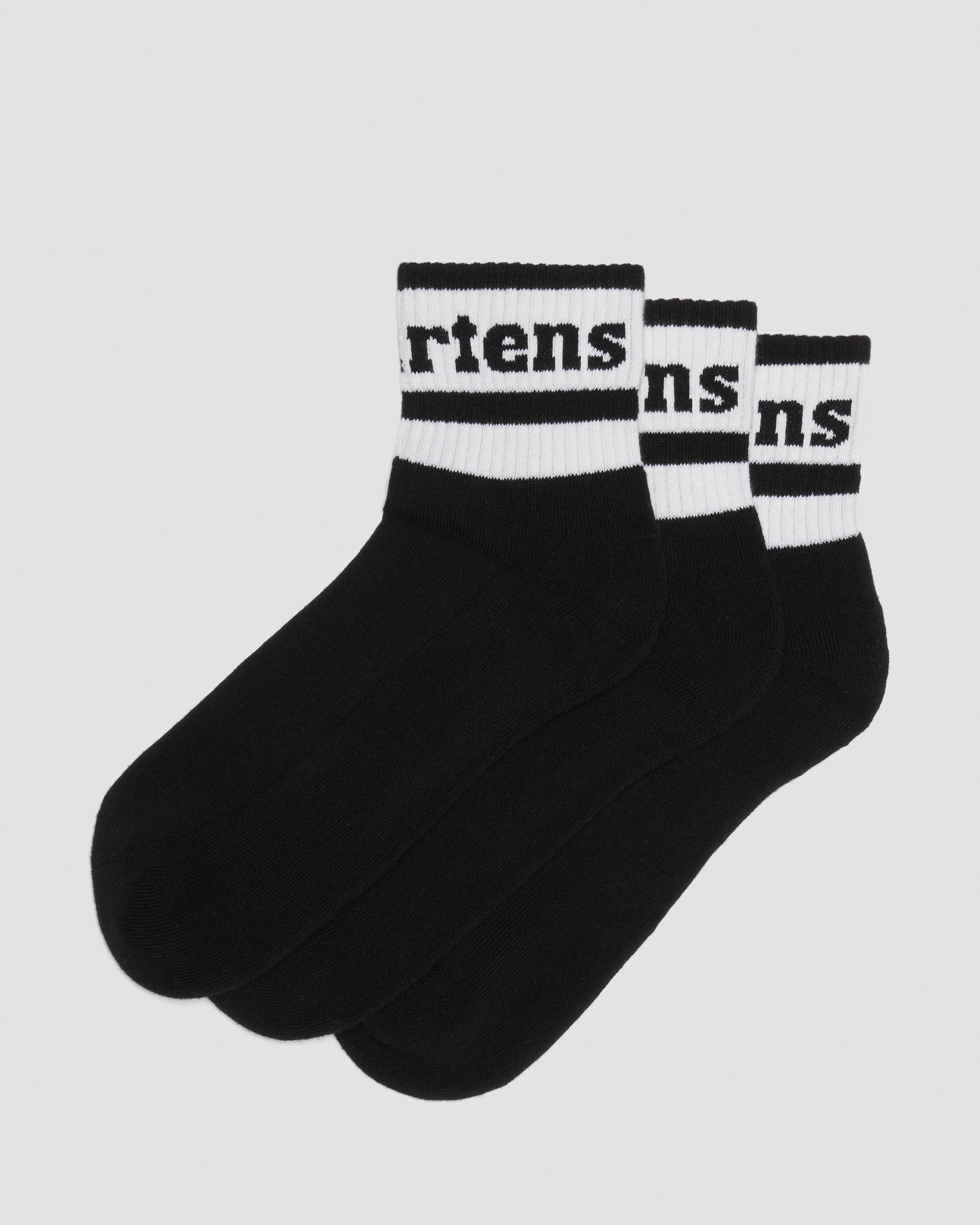 Athletic Logo Cotton Blend Short 3-Pack Socks in Black | Dr. Martens