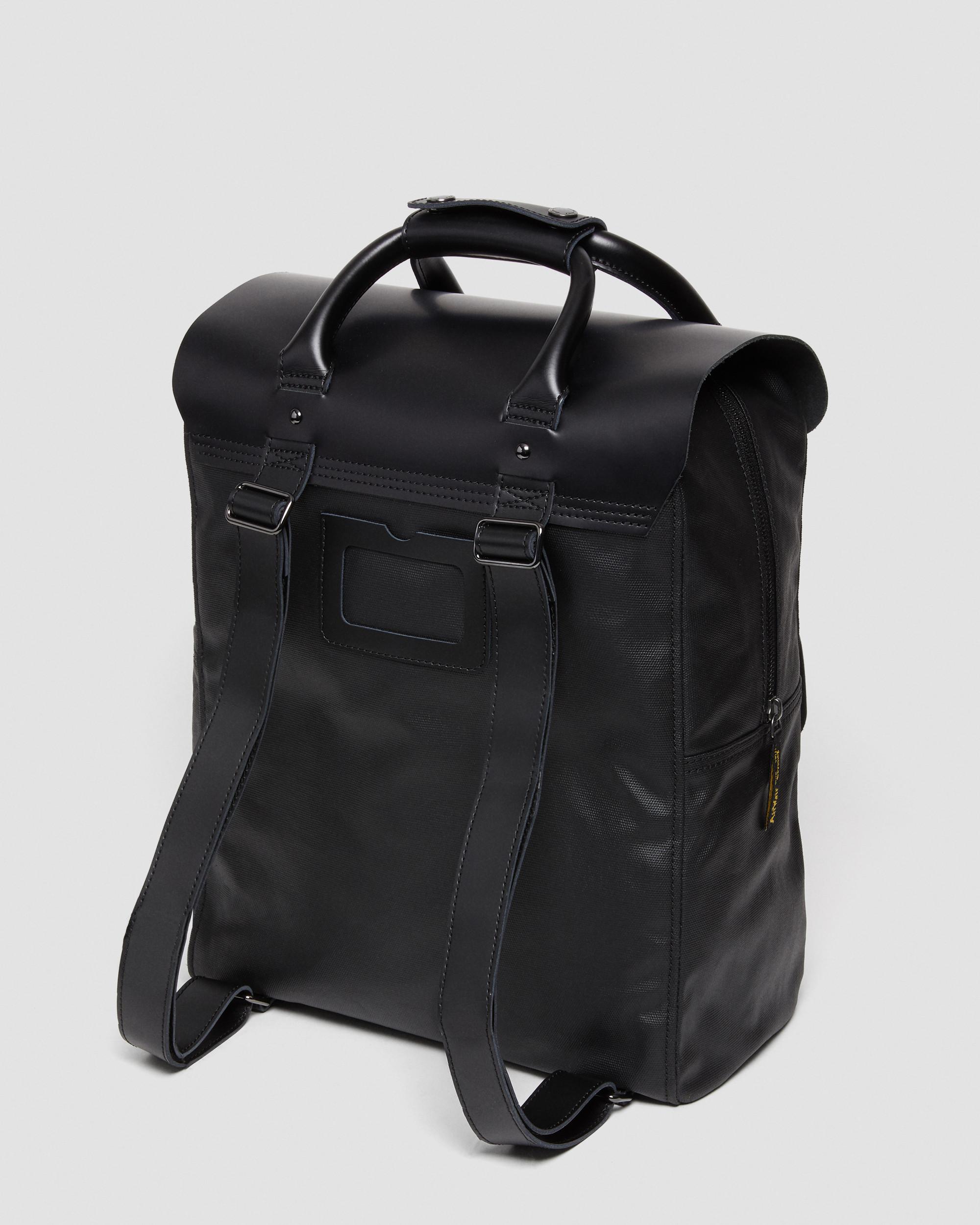 ASOS DESIGN canvas backpack with faux leather base in black