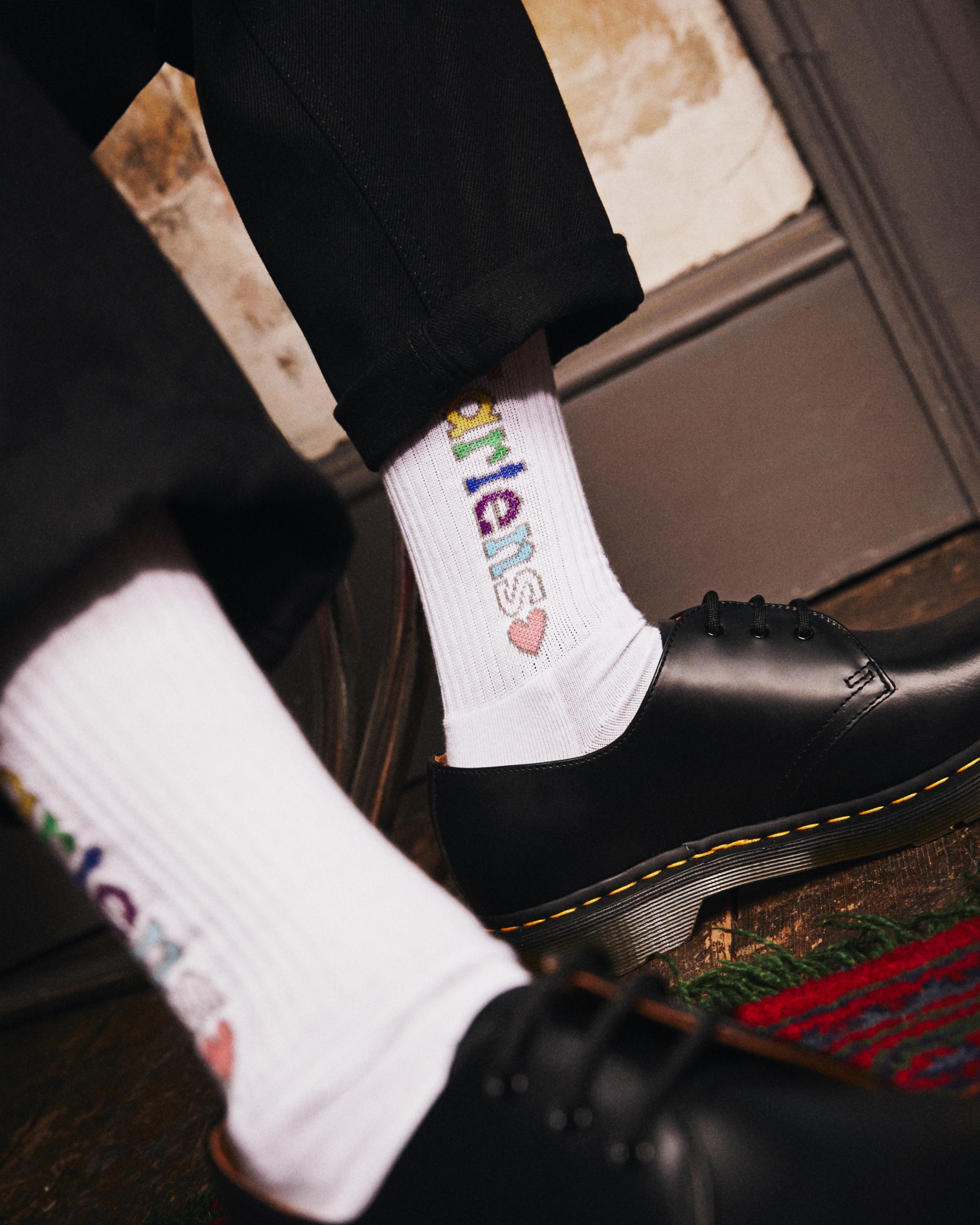 For Pride Vertical Logo Cotton Blend Socks in White