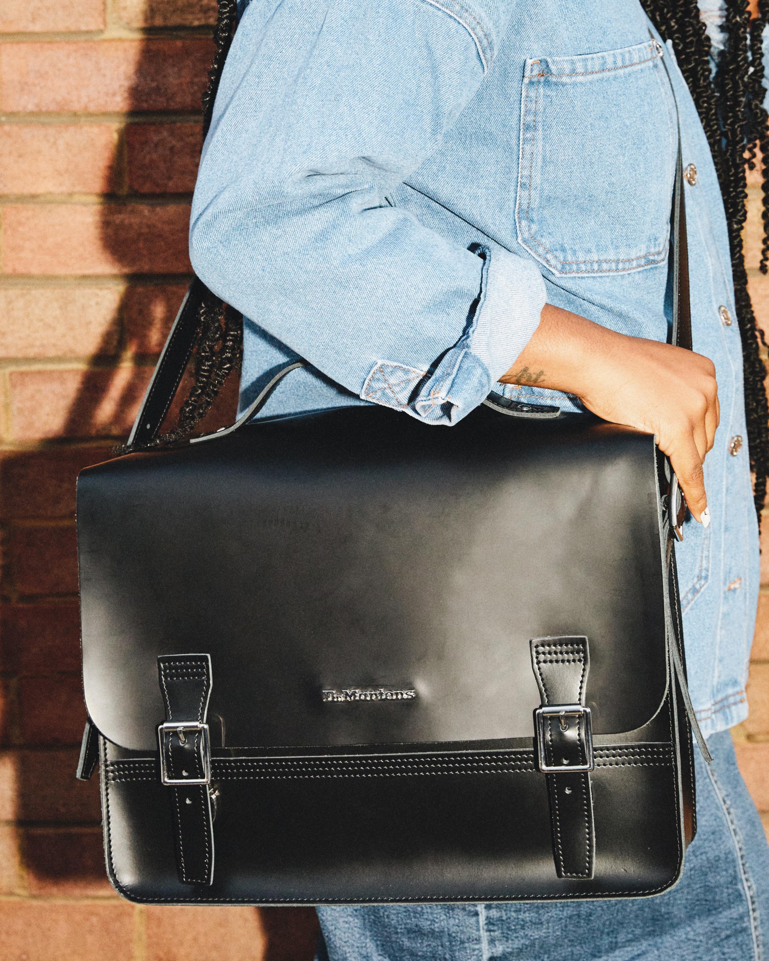 Leather Box Crossbody Messenger Bag in BLACK | Dr. Martens™