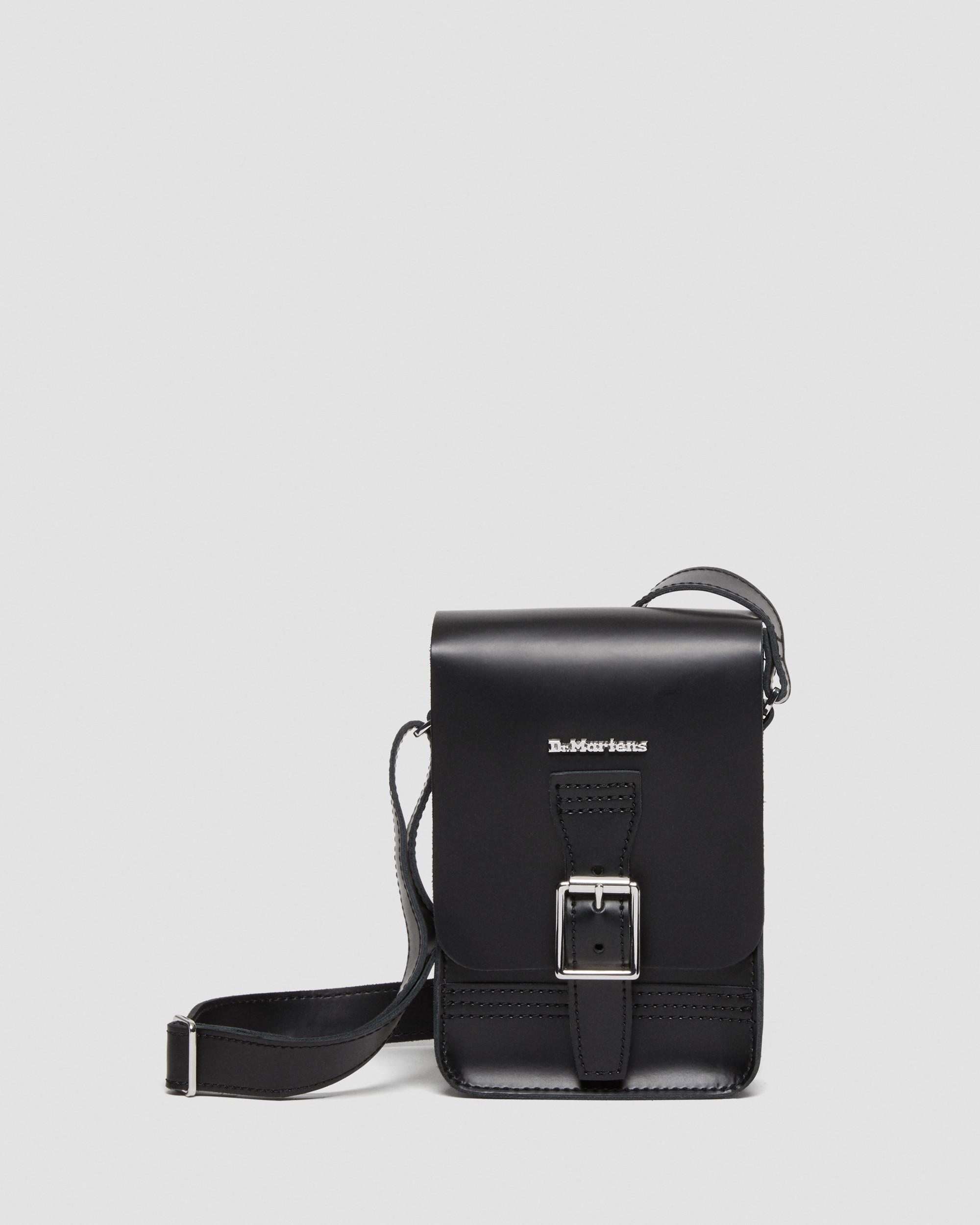 Kiev Smooth Leather Leather Vertical Crossbody Bag in Black