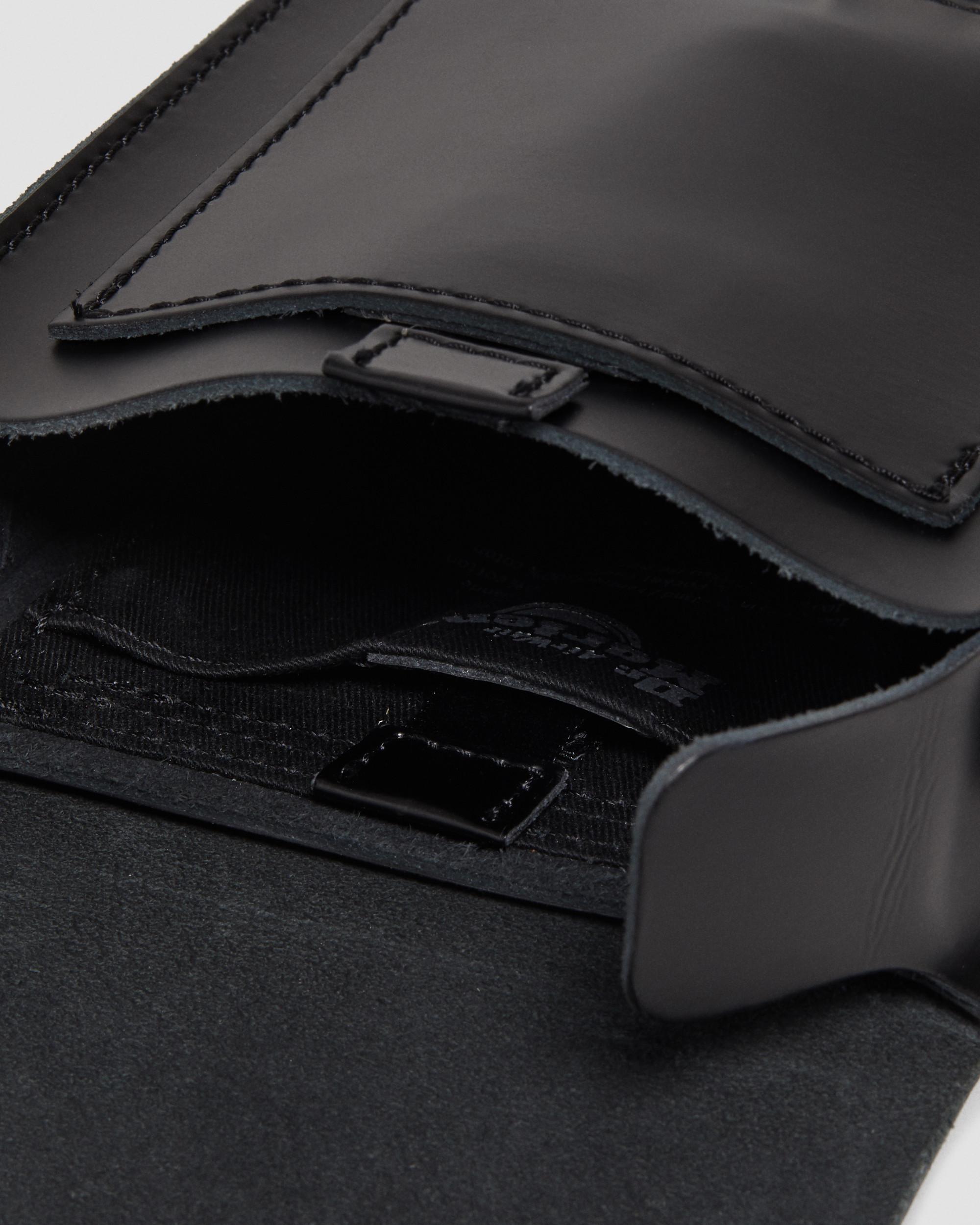 Kiev Smooth Leather Leather Vertical Crossbody Bag in Black | Dr. Martens