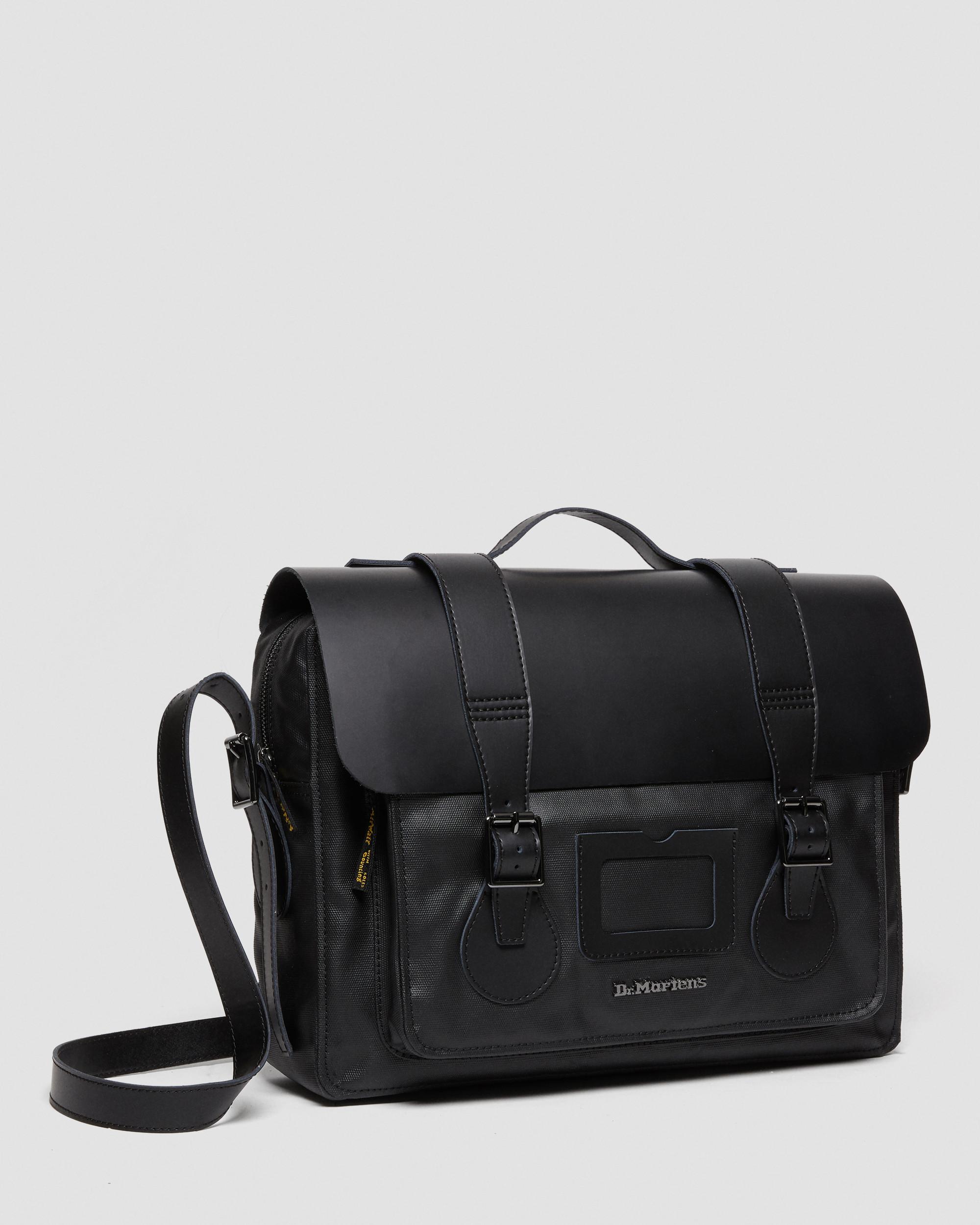Dr. Martens Messenger Bag AD056001 ブラック Leather & Canvas Messenger Bag in BLACK | Dr. Martens™