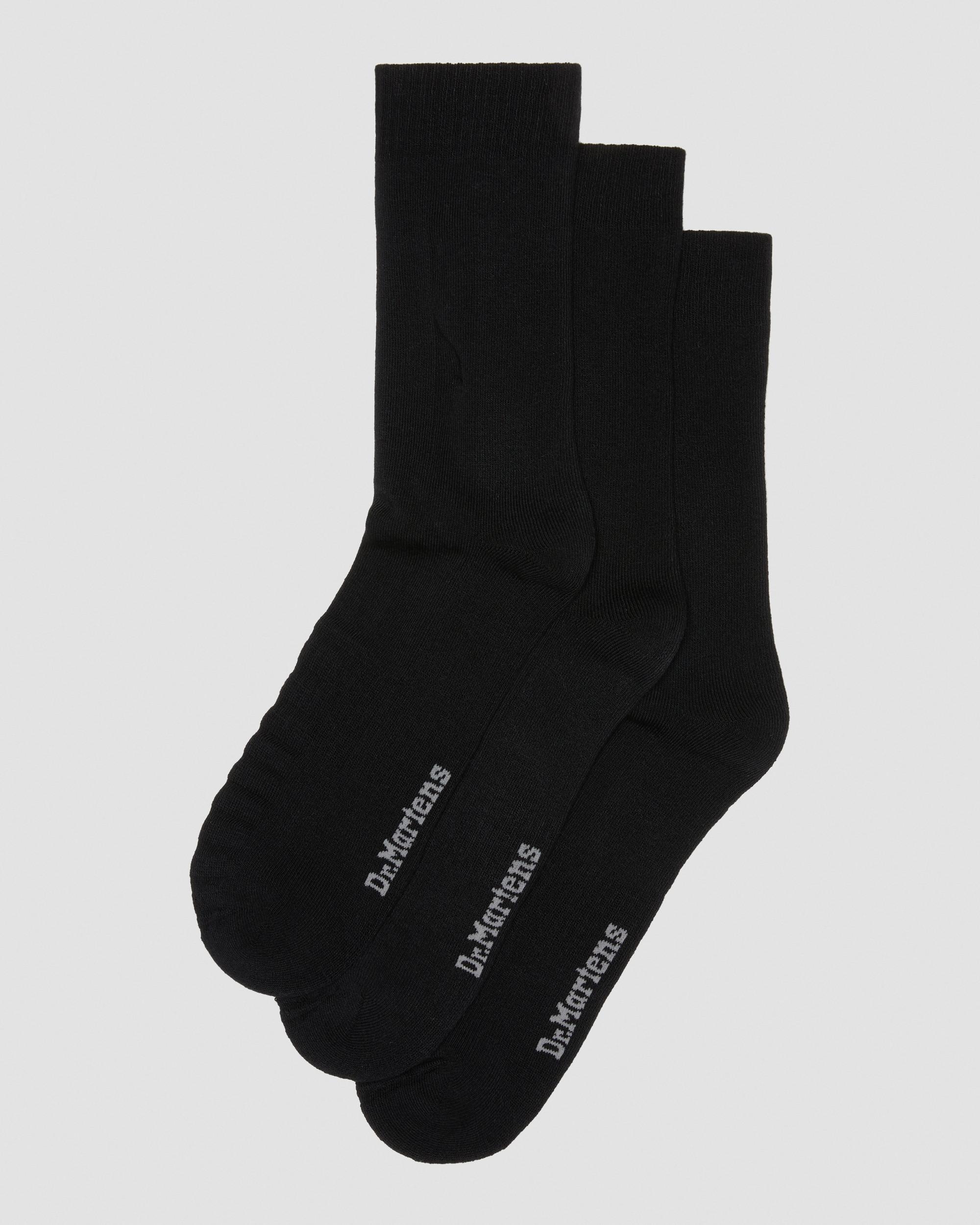 Double Doc Cotton Blend 3-Pack Socks in Black