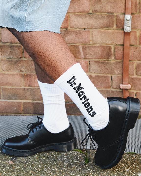 White Organic Cotton BlendBaumwollmisch-Socken mit vertikalem Logo Dr. Martens