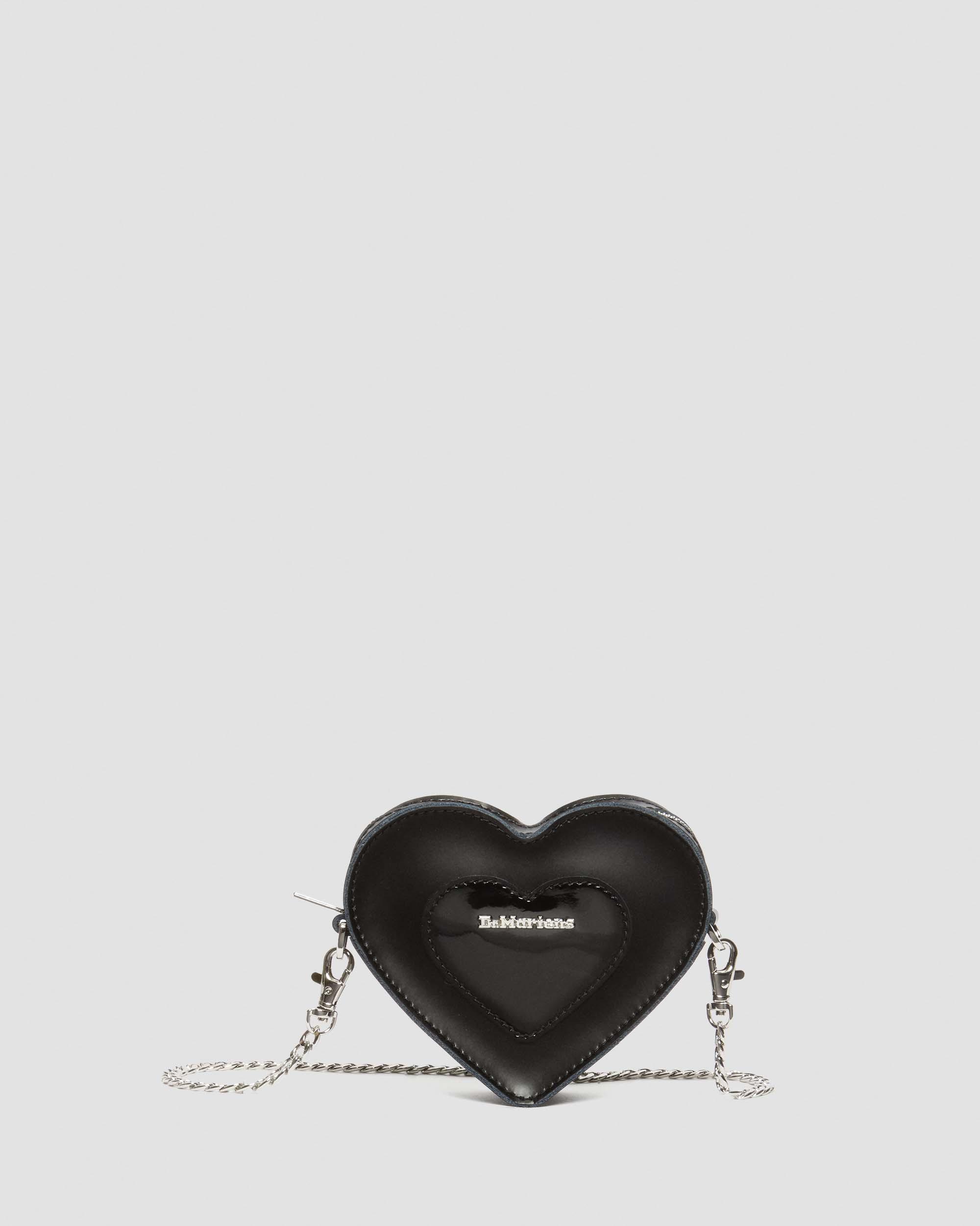 Mini Heart Shaped Leather Bag in Black