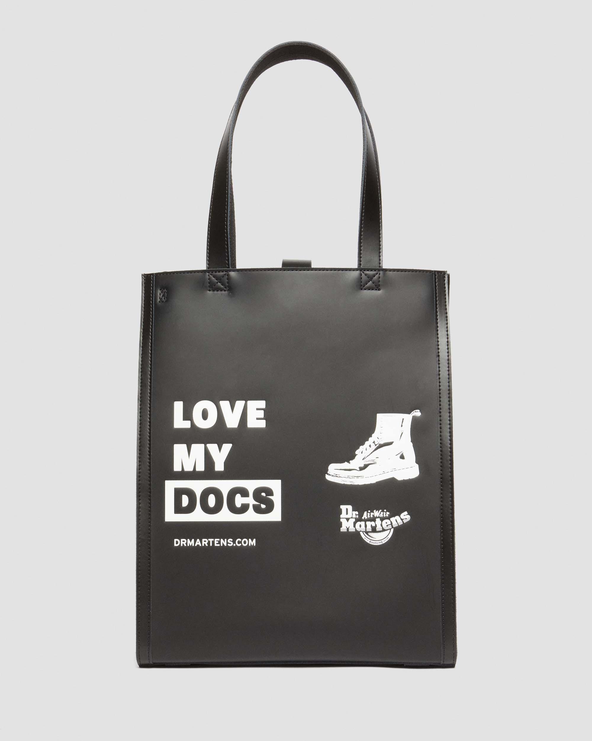 Dr. Martens LOVE MY DOCS トートバッグ Love My Docs Leather Tote Bag in BLACK+BLACK | Dr. Martens™