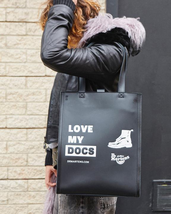 Love My Docs Leather Tote Bag in Black | Dr. Martens Love My Docs Leather Tote Bag in Black | Dr. Martens