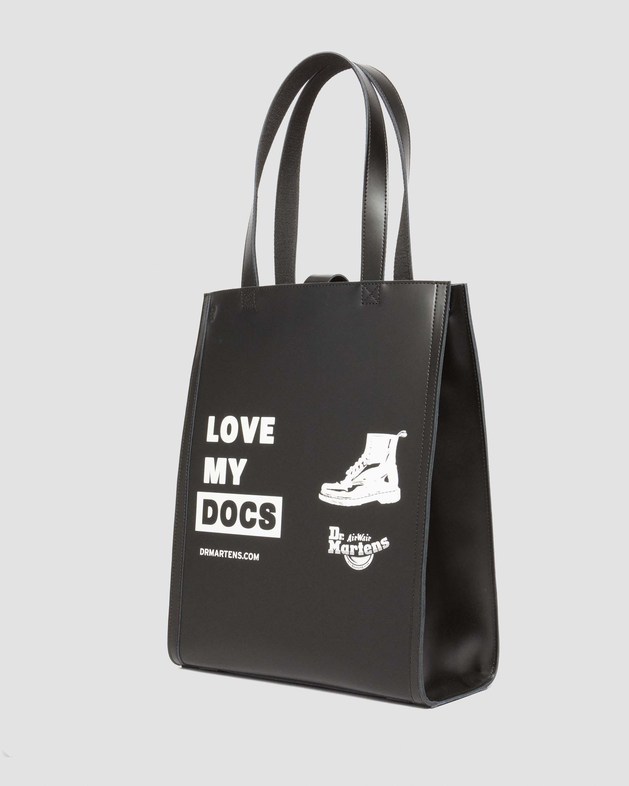 Dr. Martens LOVE MY DOCS トートバッグ Love My Docs Leather Tote Bag in BLACK+BLACK | Dr. Martens™
