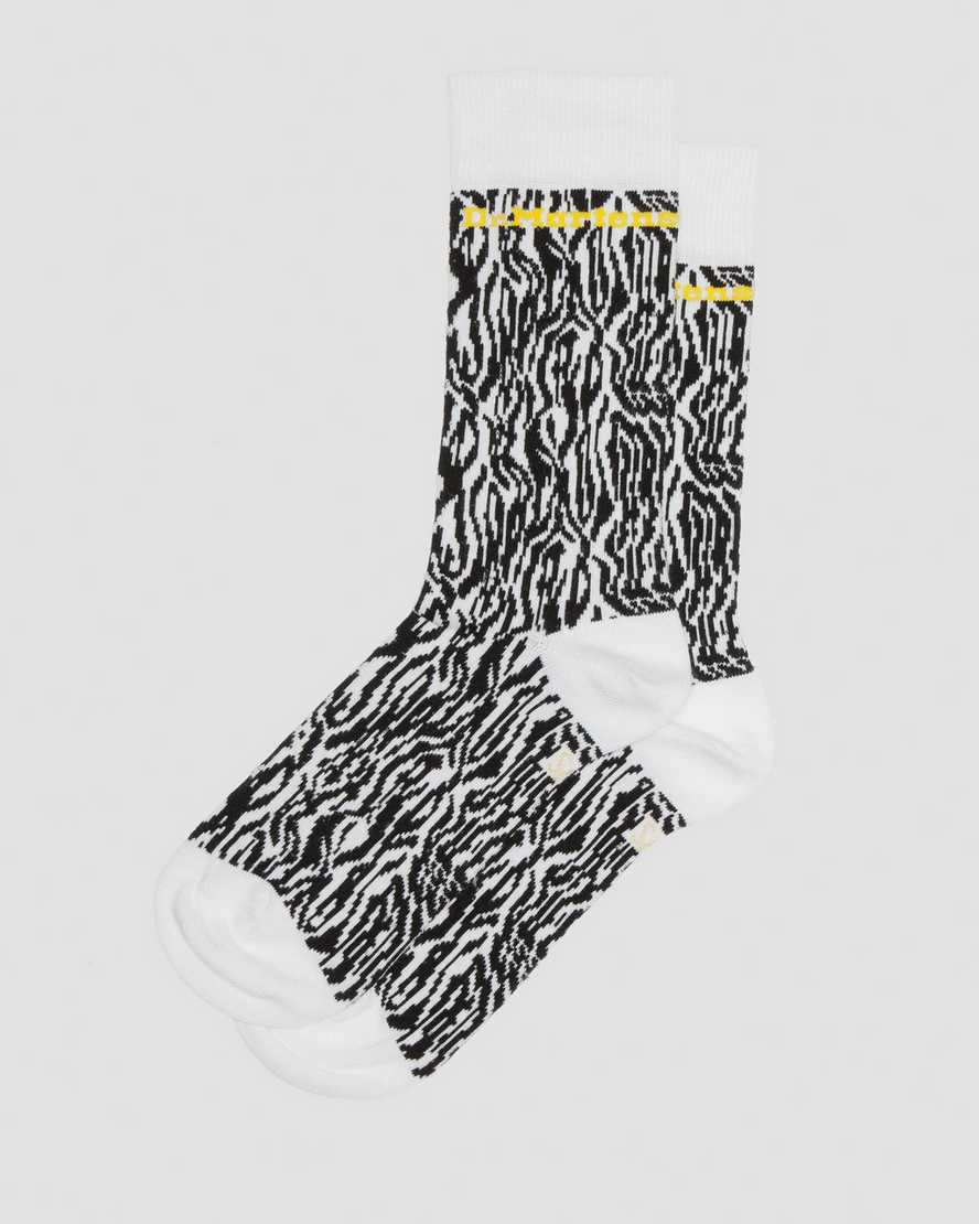 Dr. Martens' Zebra Print Organic Cotton Socks In White,black