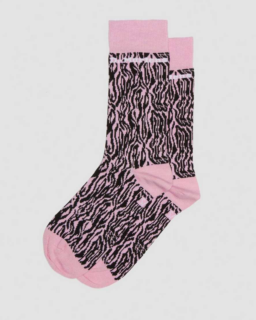Dr. Martens' Zebra Print Organic Cotton Socks In Pink,black