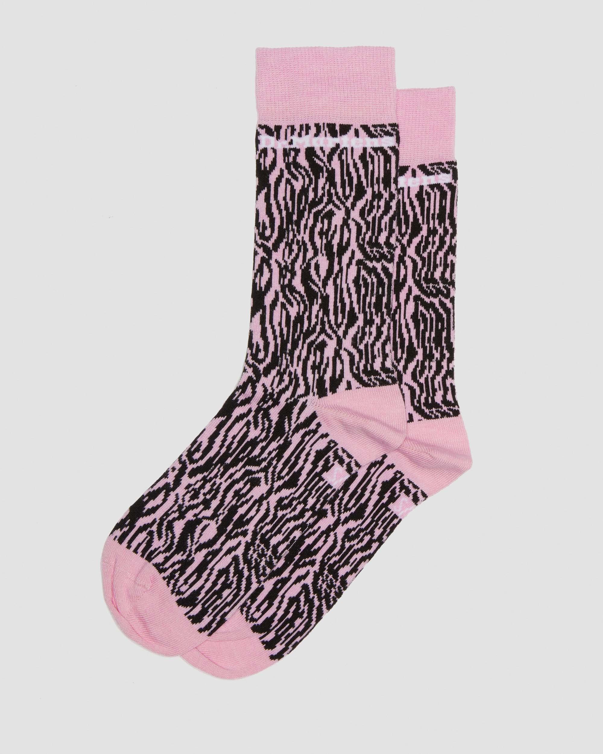Zebra Print Organic Cotton Socks in Fondant Pink | Dr. Martens