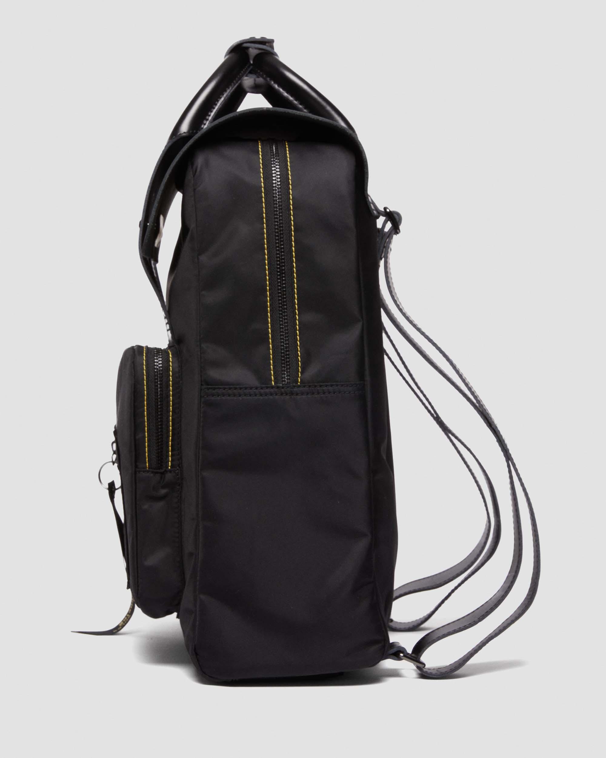 LITE ALPHA INDUSTRIES LEATHER & NYLON BACKPACK in Black