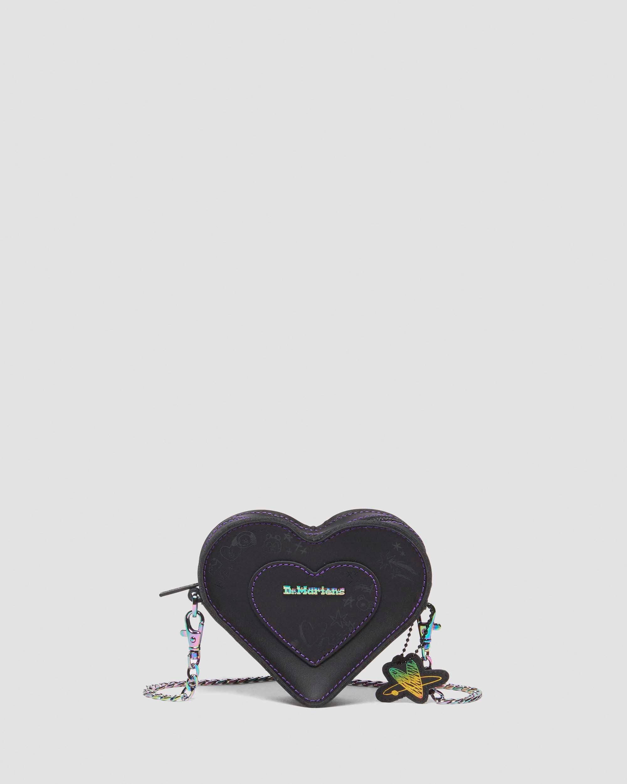 BT21 Mini Heart Shaped Leather Bag in Black