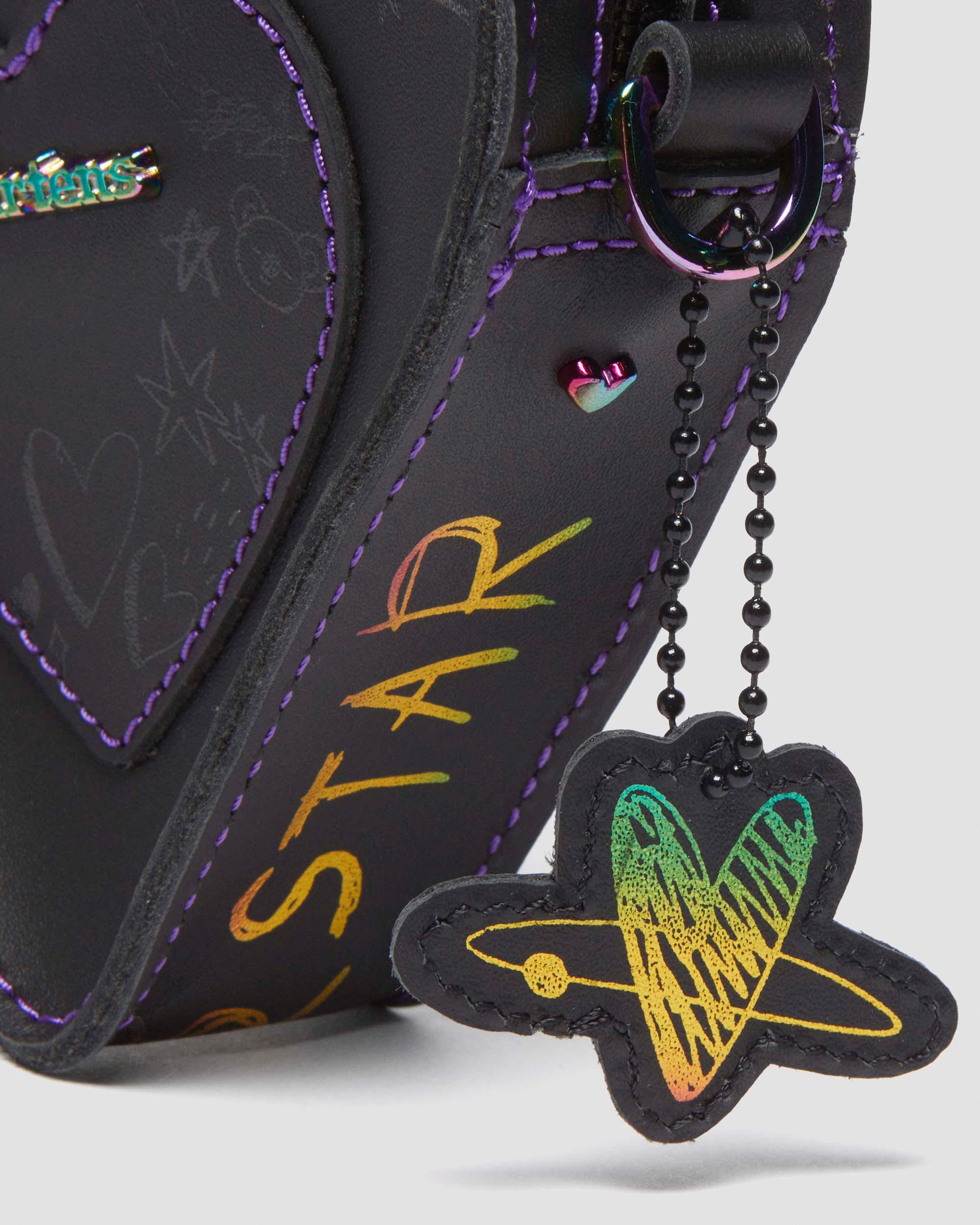 BT21 Mini Heart Shaped Leather Bag in Black