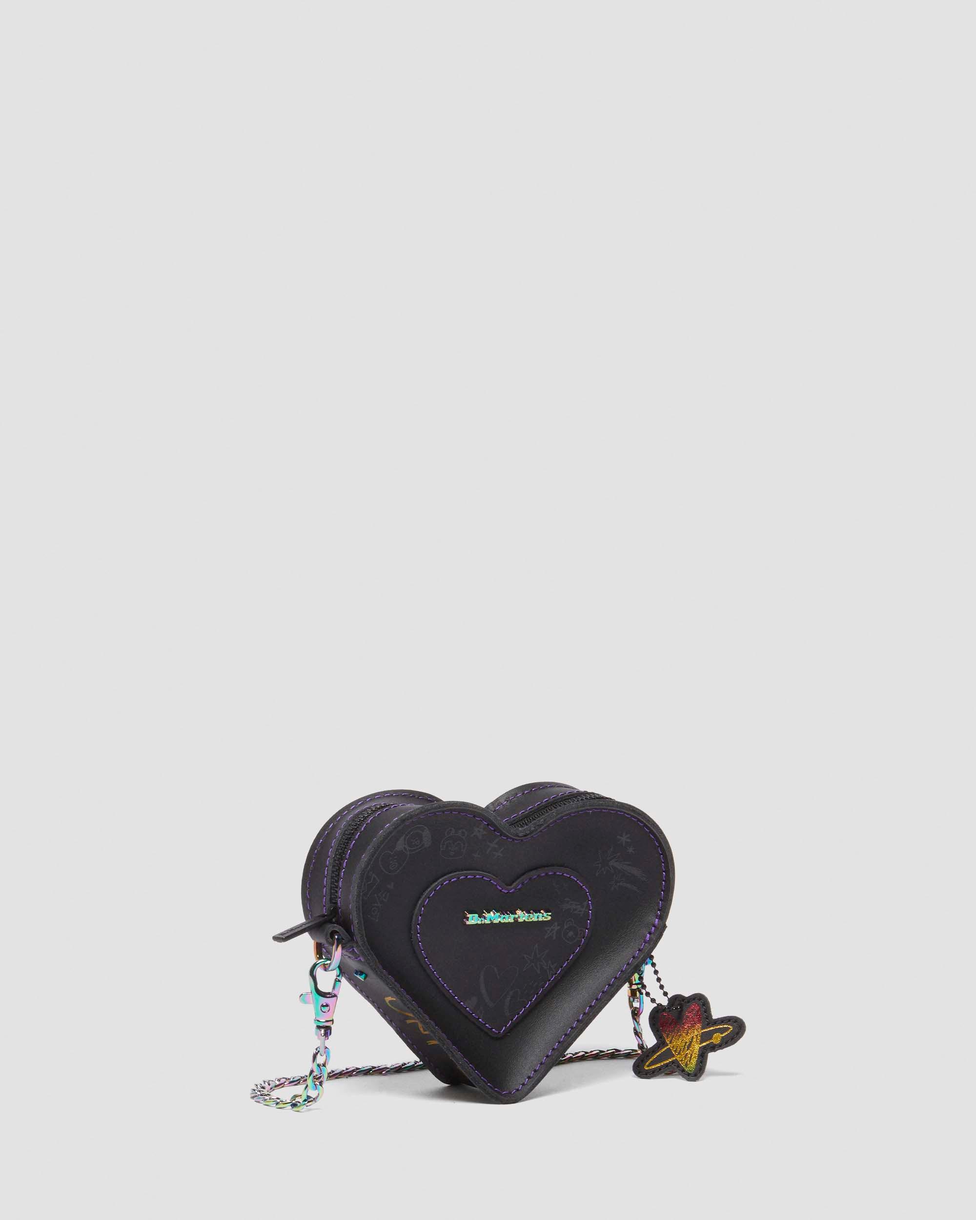 BT21 Mini Heart Shaped Leather Bag in Black