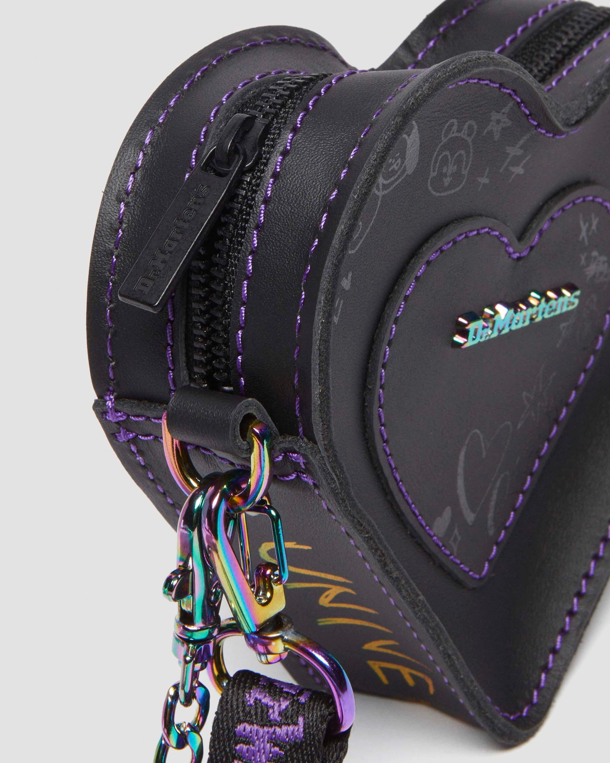 BT21 Mini Heart Shaped Leather Bag in Black