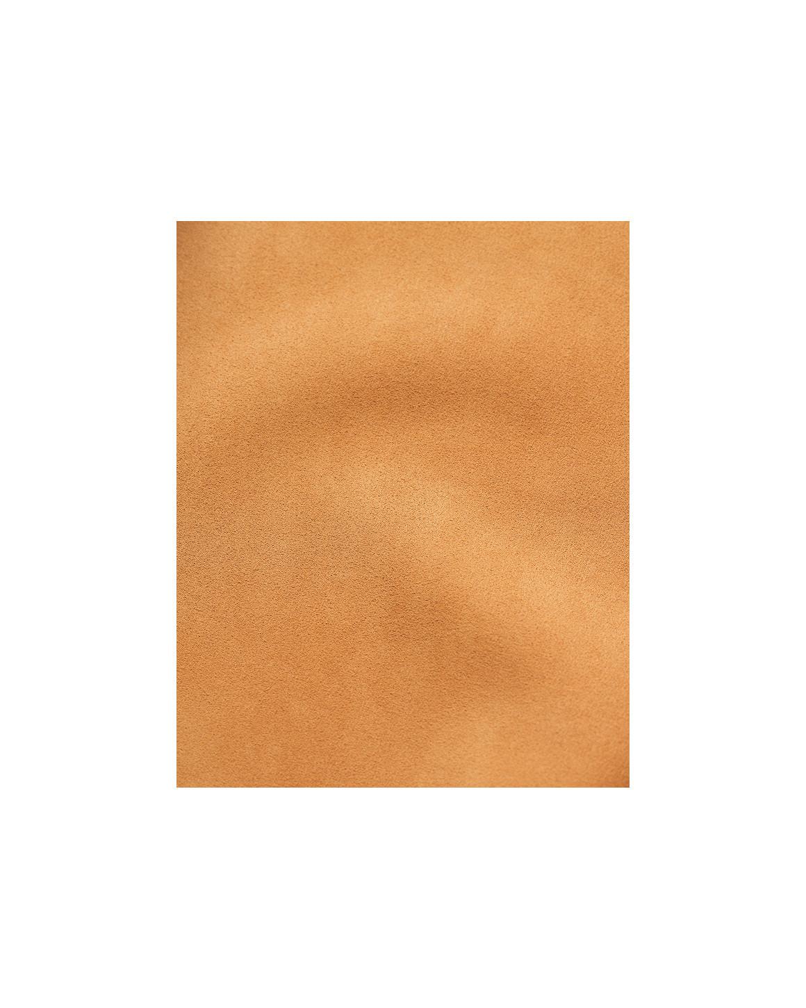 Tan suede swatch with a soft, brushed nap and warm honey tones