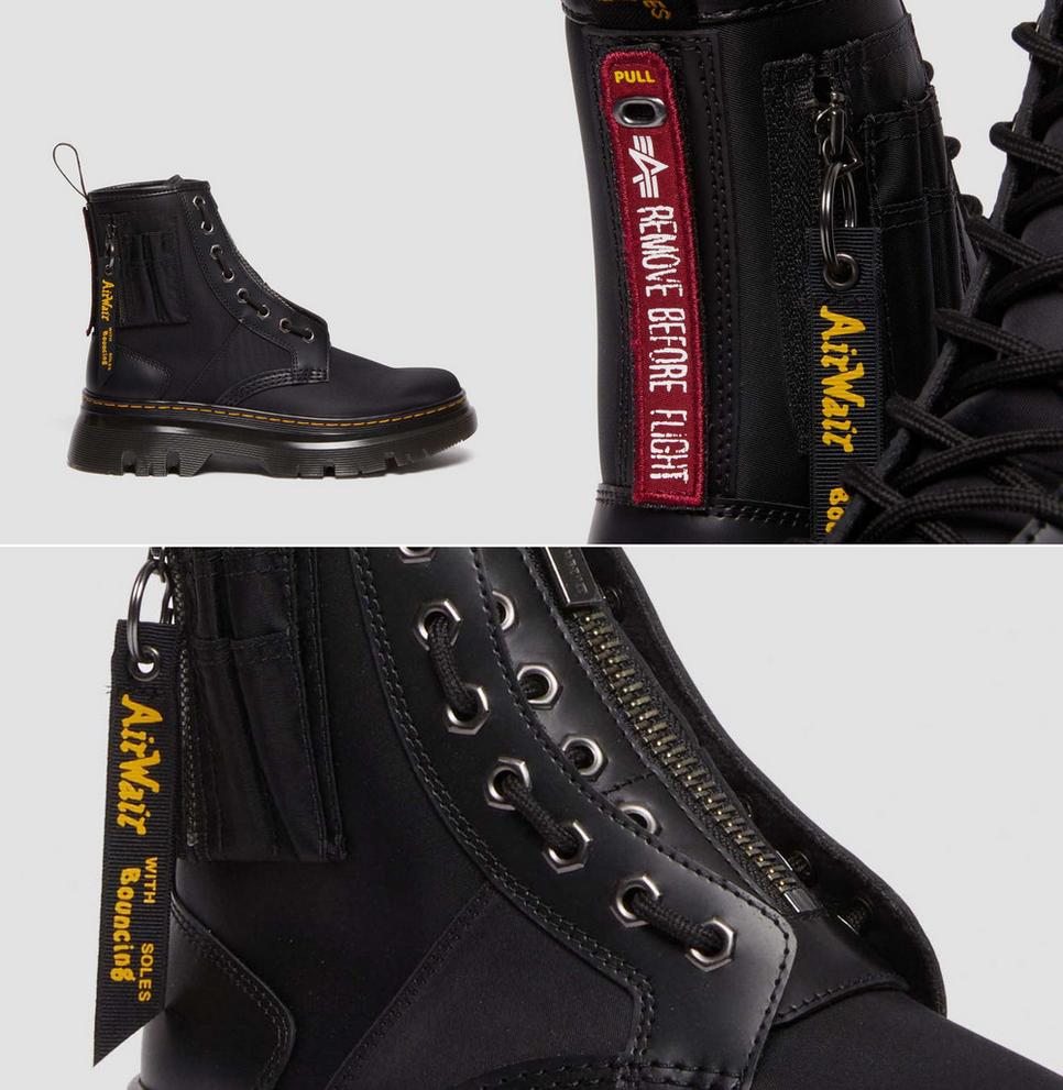 Tarik Alpha Industries Leather & Nylon Utility Boots in Black