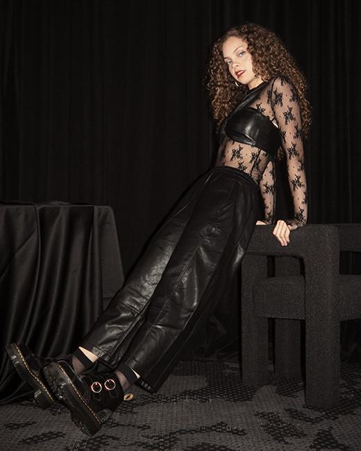 Holiday party outfit ideas with black velvet boots