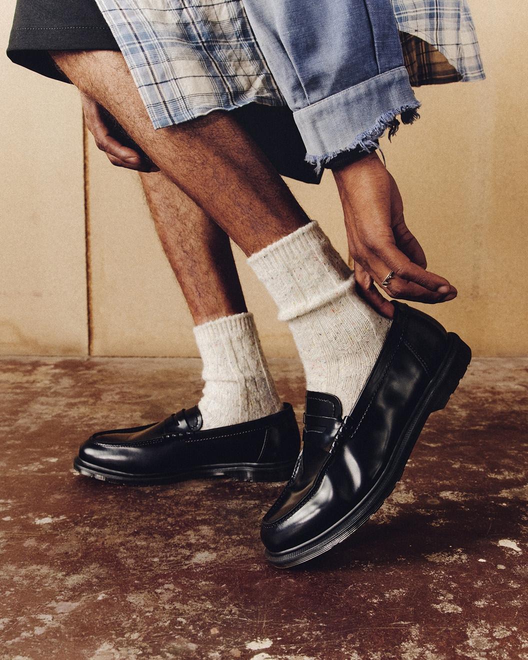 Chesney Leather Flared Heel Lace Up Boots in Black | Dr. Martens™