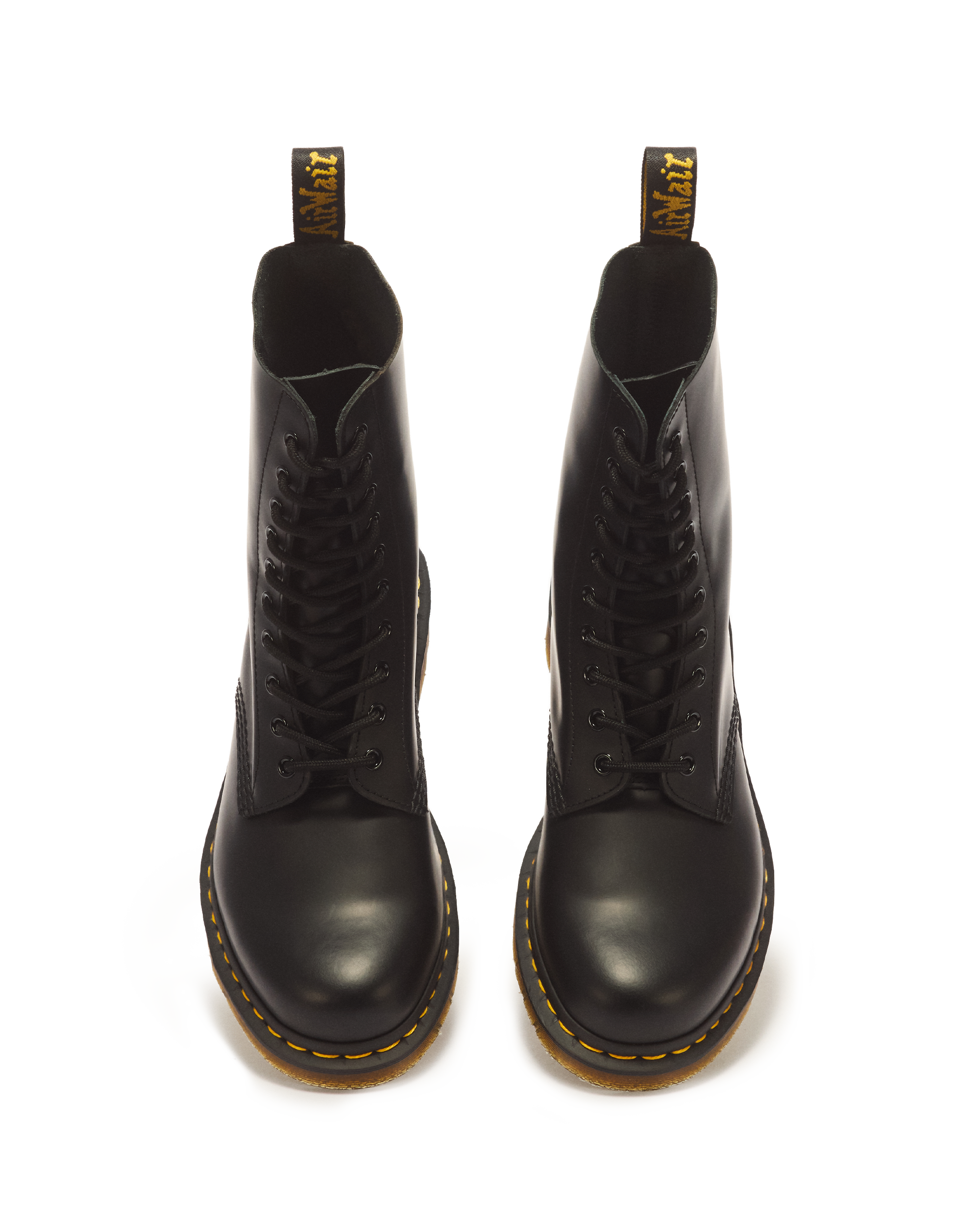 1490 Smooth Leather High Lace Up Boots in Black | Dr. Martens™