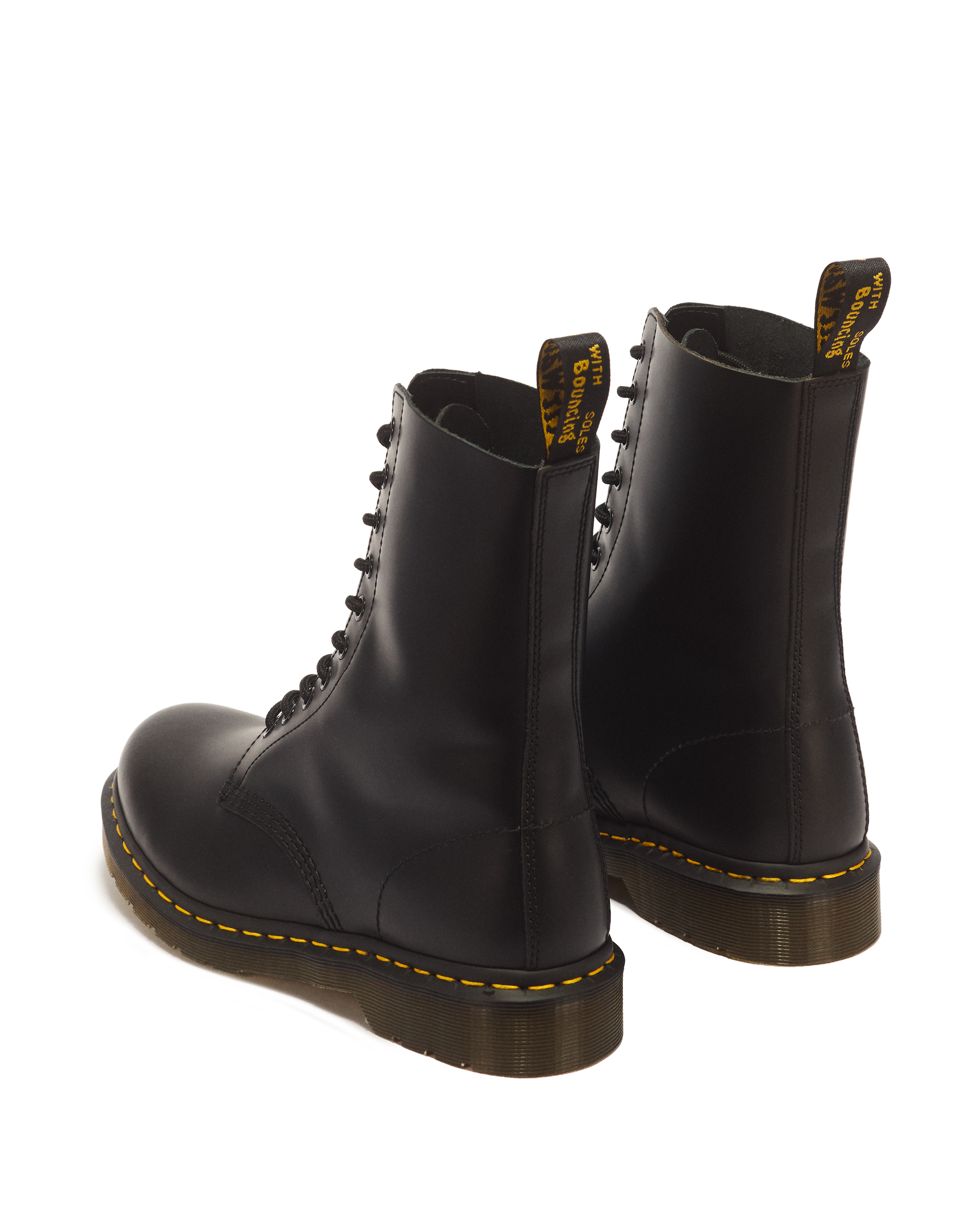 1490 Smooth Leather High Lace Up Boots in Black | Dr. Martens™