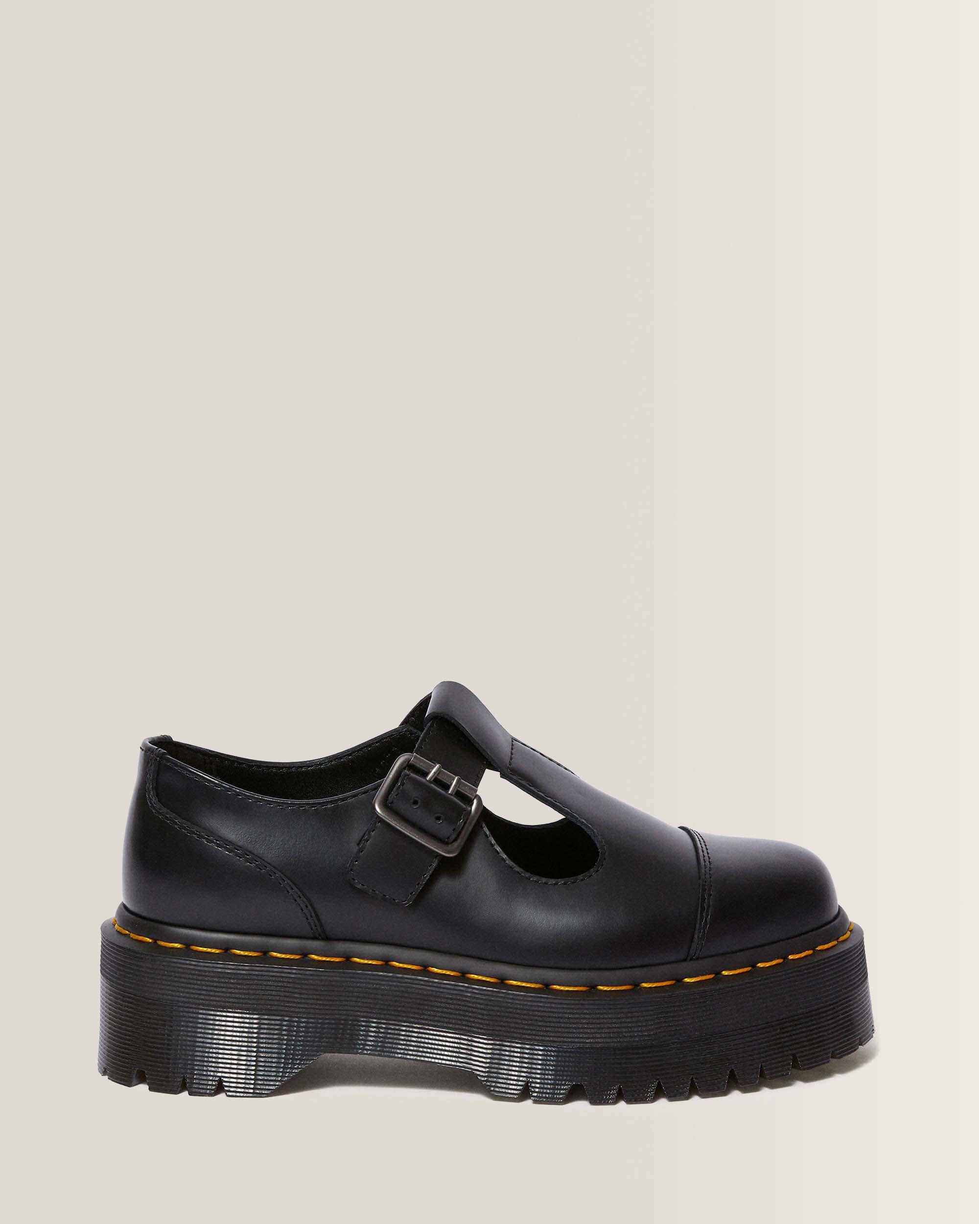 Bethan Polished Smooth Leather Platform Shoes in BLACK | Dr. Martens™