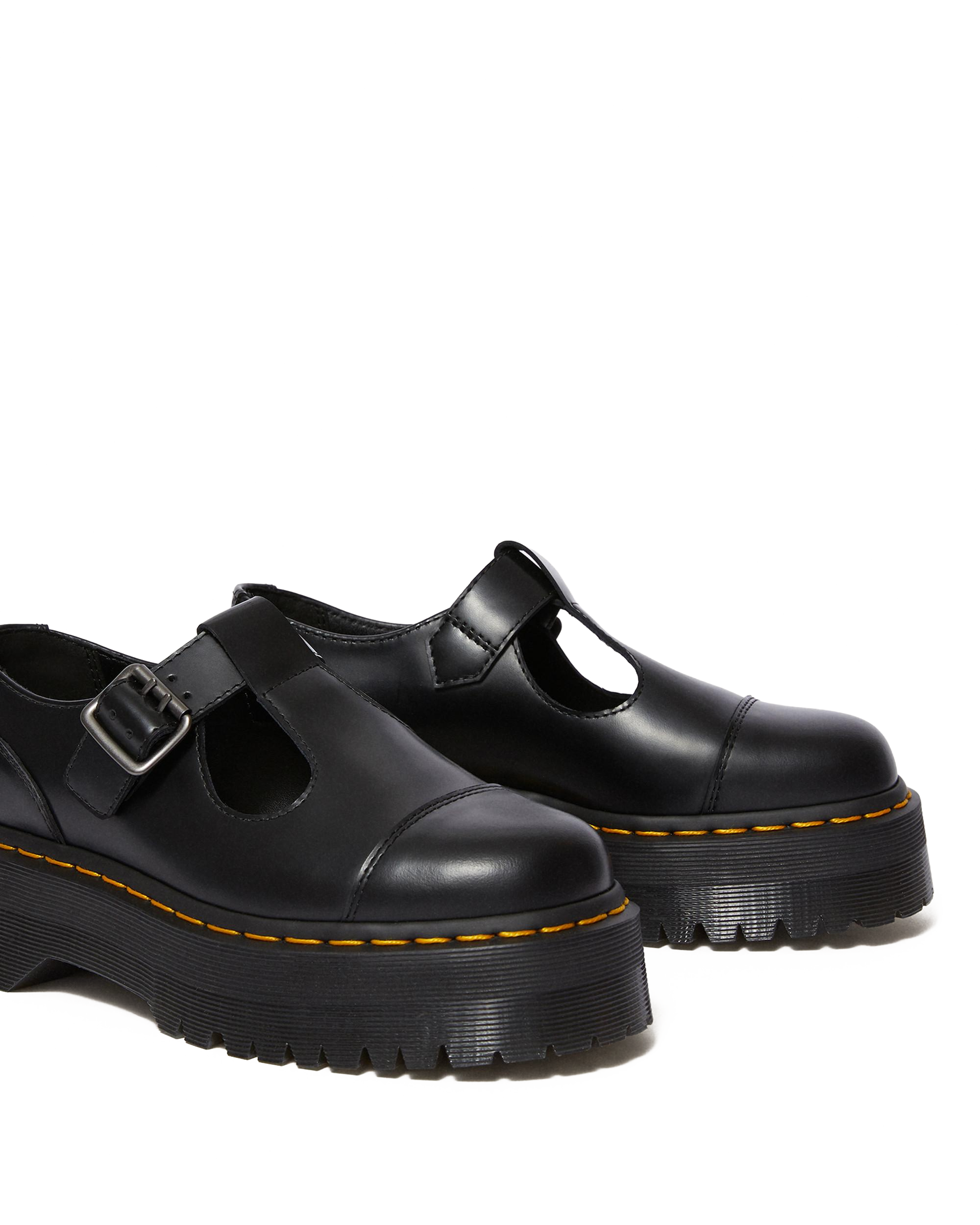 Bethan Polished Smooth Leather Platform Shoes in BLACK | Dr. Martens™