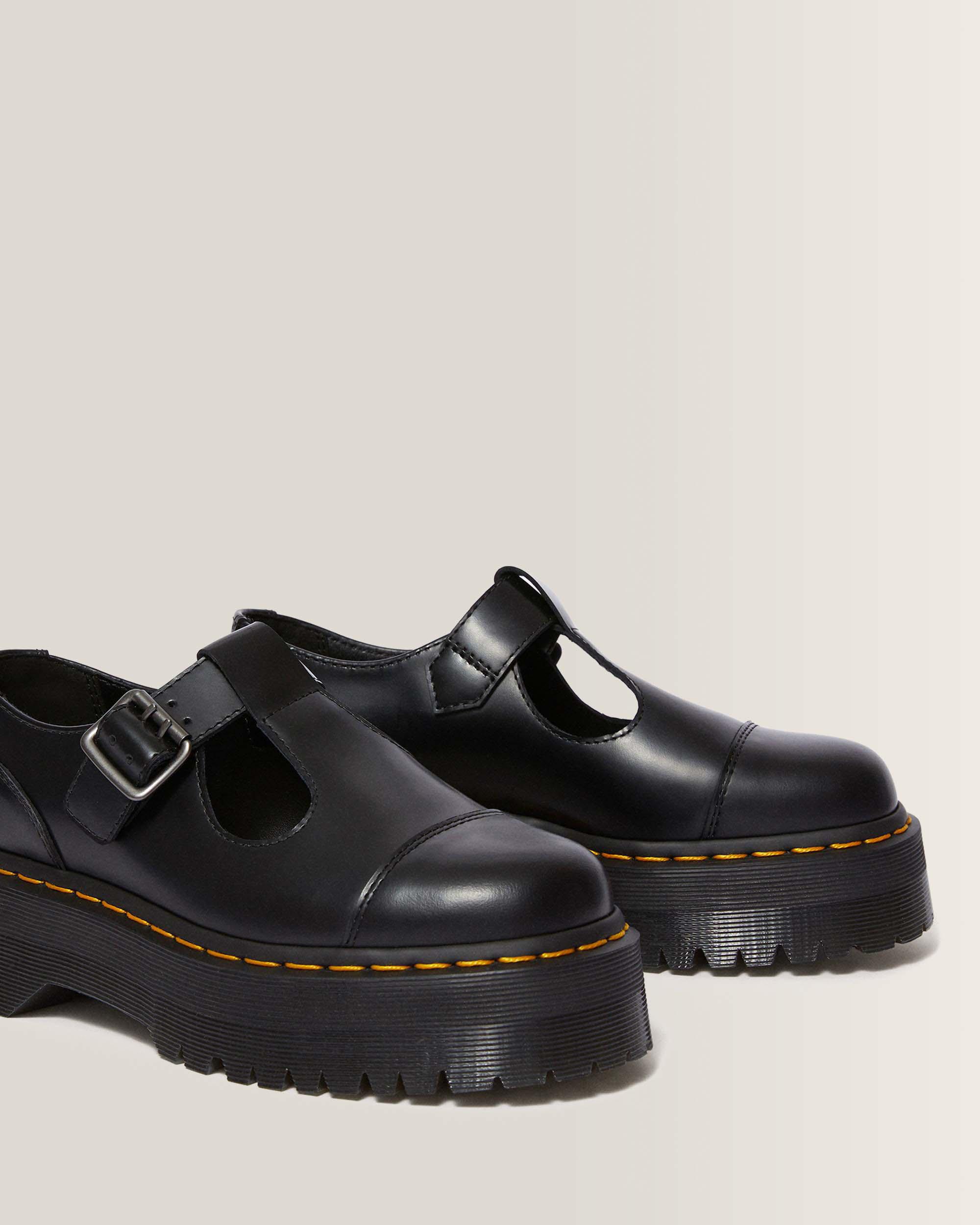 Bethan Polished Smooth Leather Platform Shoes in BLACK | Dr. Martens™