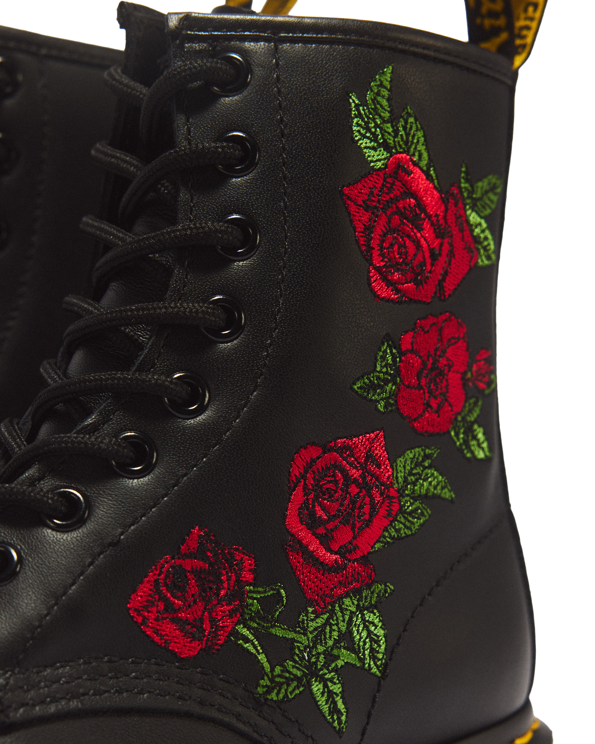 1460 Vonda Floral Rose Leather Lace Up Boots in Black | Dr. Martens™