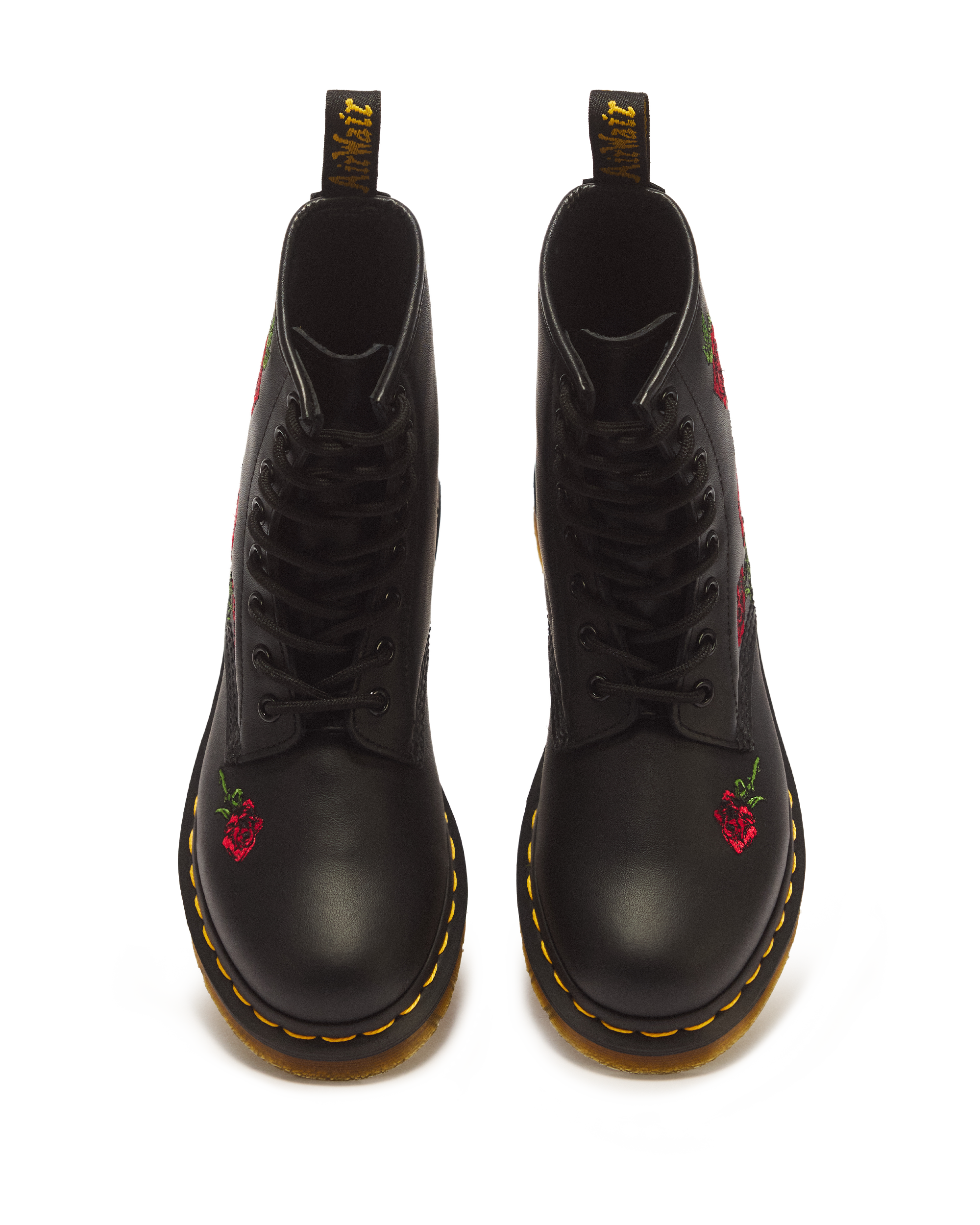 1460 Vonda Floral Rose Leather Lace Up Boots in Black | Dr. Martens™