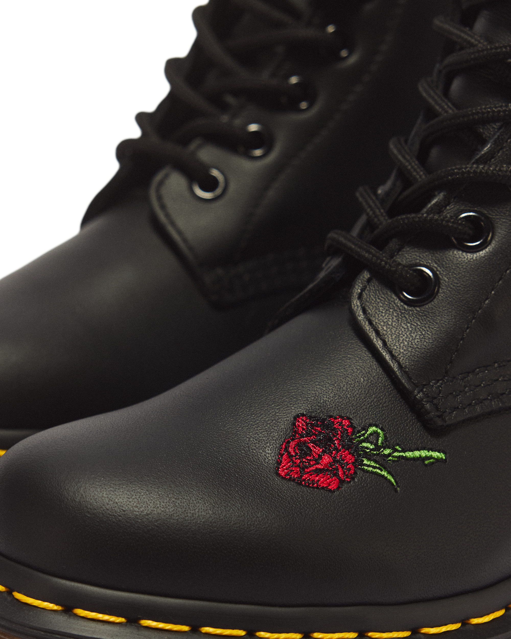 1460 Vonda Floral Rose Leather Lace Up Boots in Black | Dr. Martens™