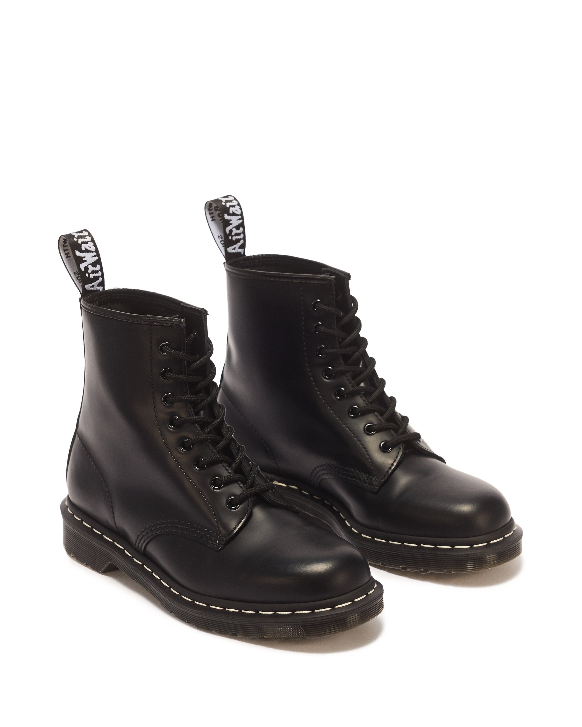 1460 Contrast Stitch Smooth Leather Boots in BLACK AND WHITE WELT