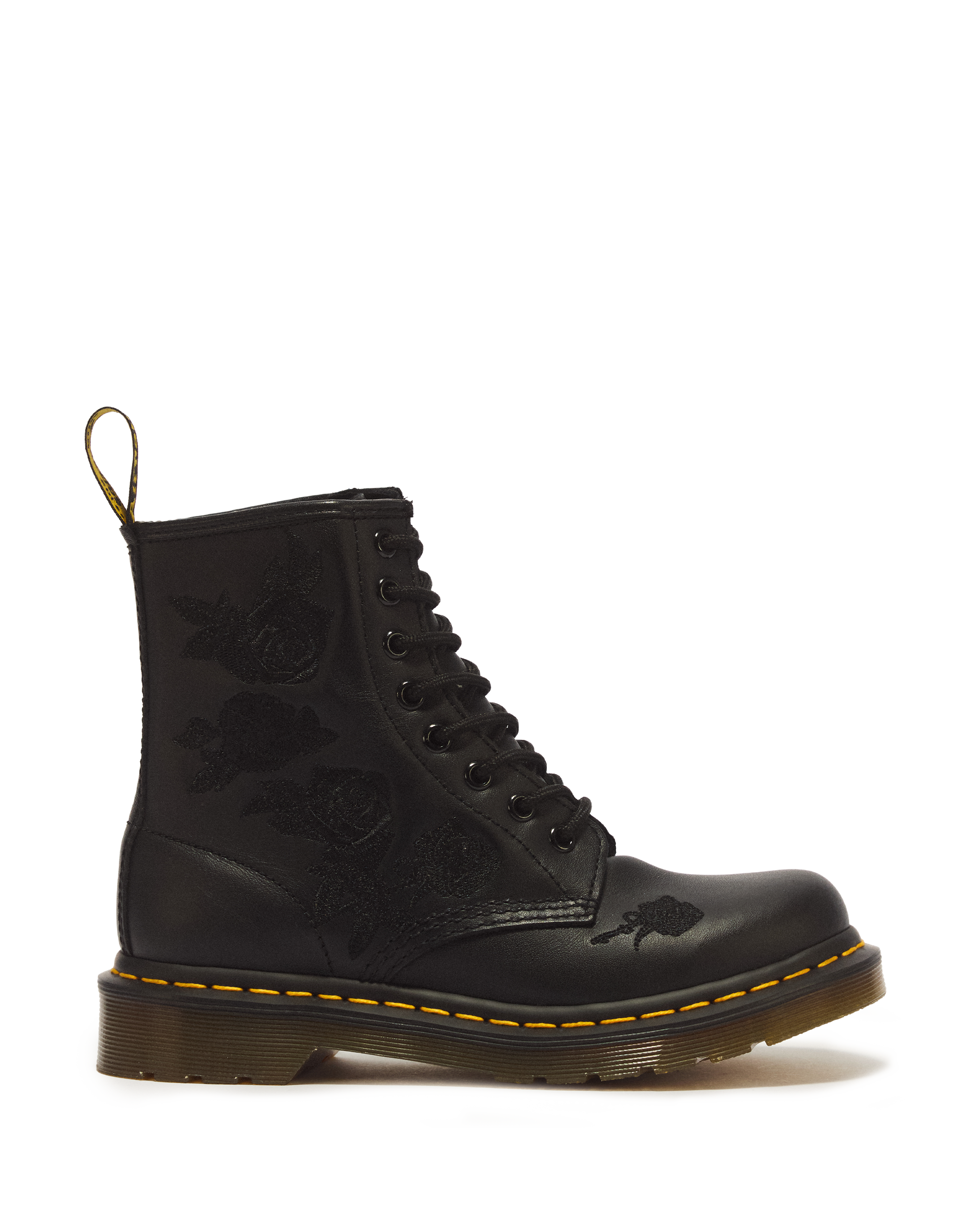 Dr. Martens 1460 VONDA 8ホールブーツ ブラック　25cm 1460 Vonda Mono Floral Rose Leather Lace Up Boots in Black | Dr
