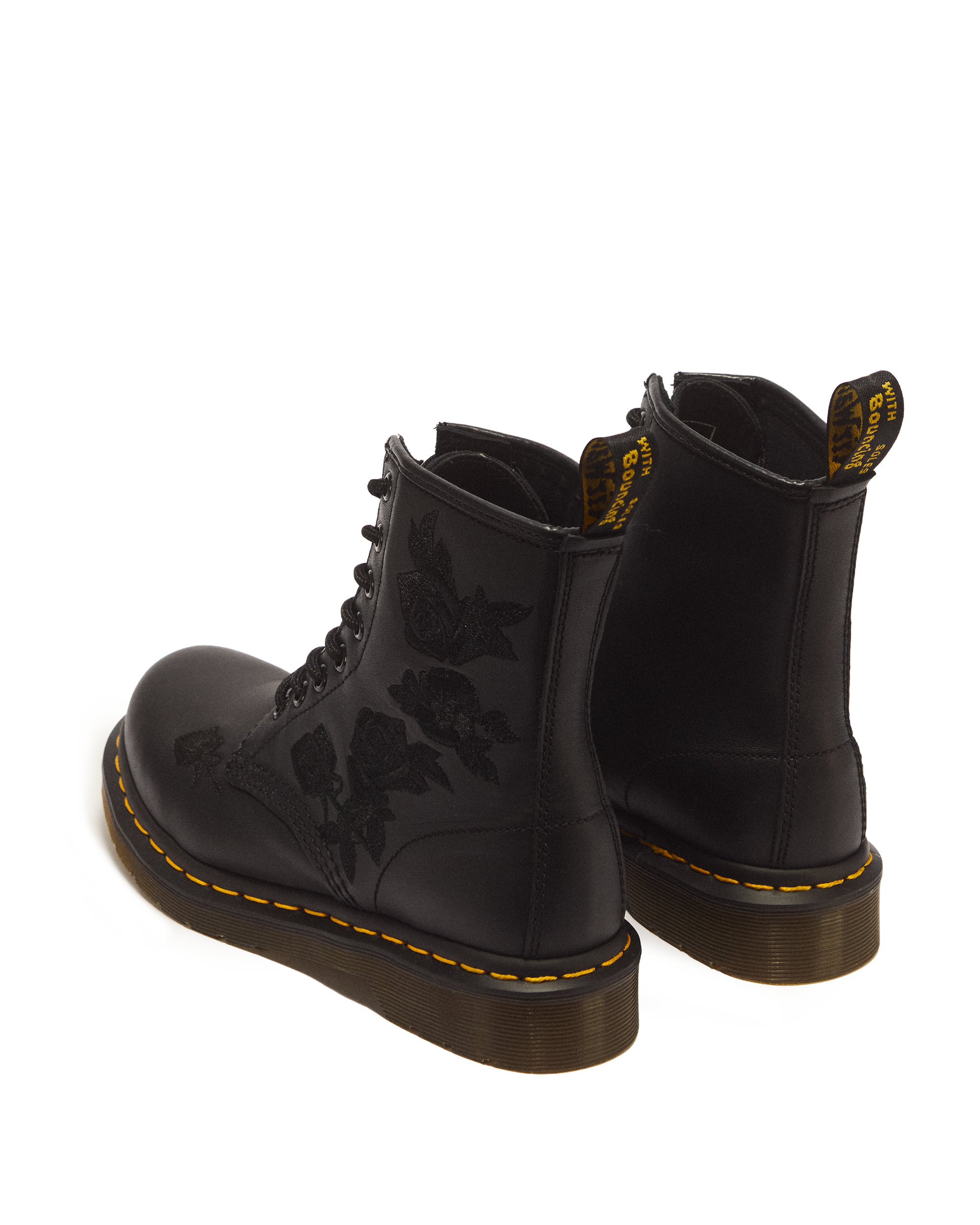 1460 Vonda Mono Floral Rose Leather Lace Up Boots