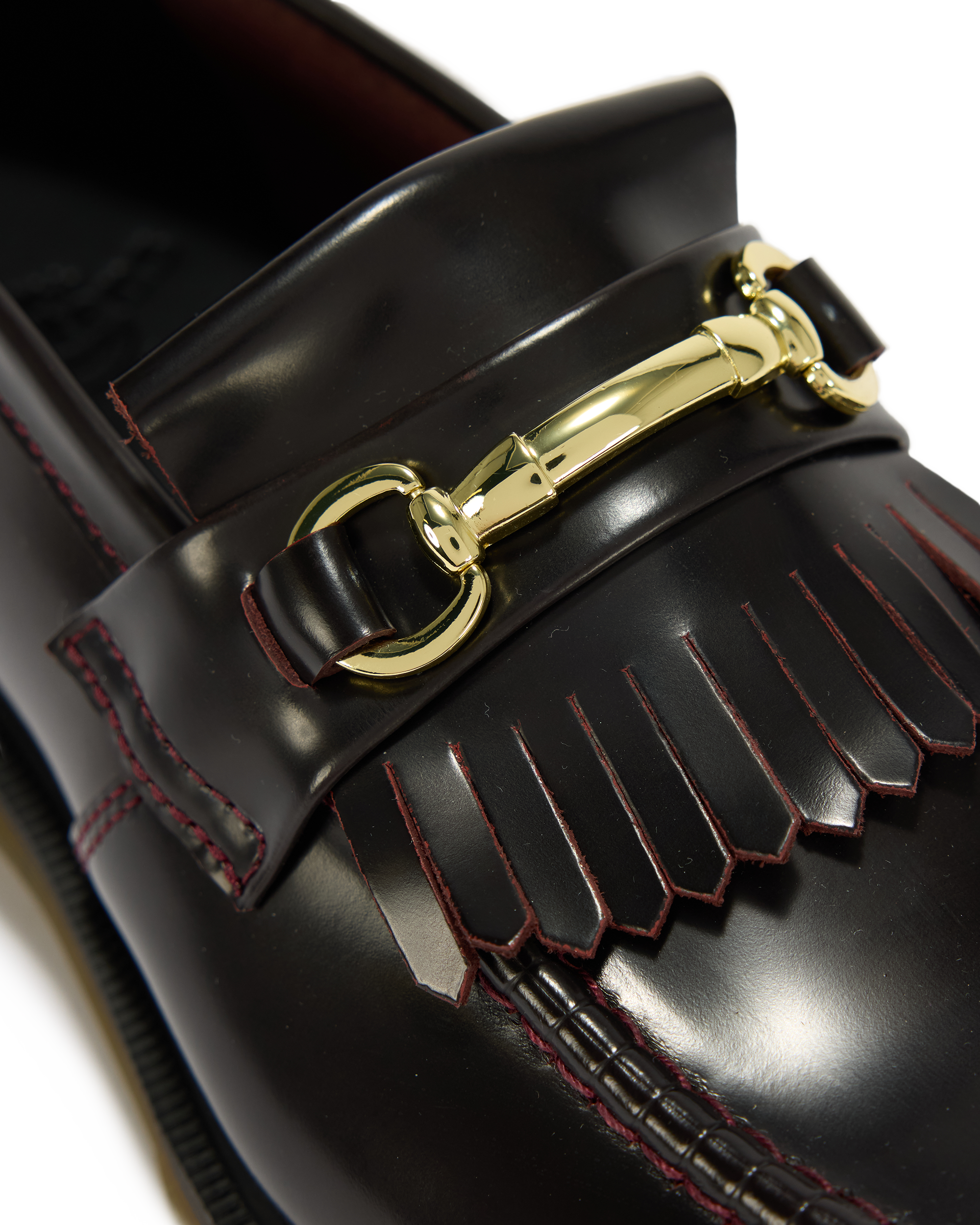 Adrian Snaffle Smooth Leather Kiltie Loafers in CHERRY RED | Dr