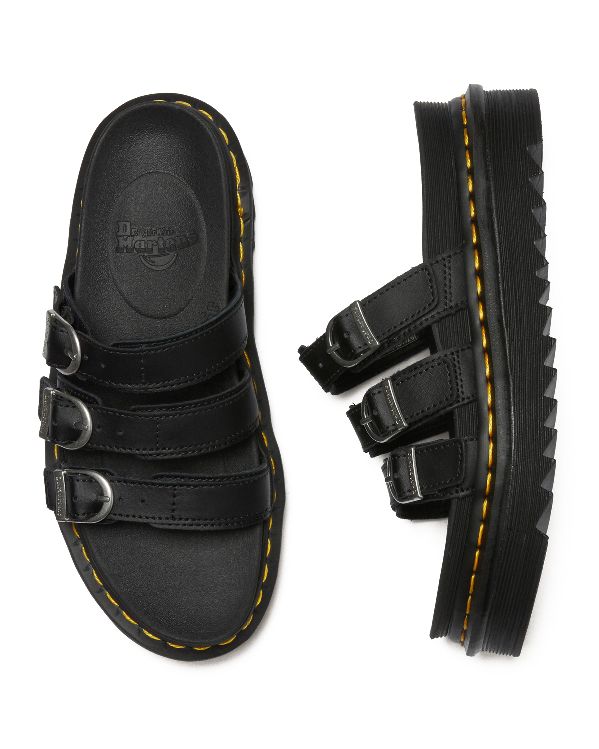 Blaire Slide Leather Sandals in Black | Dr. Martens™