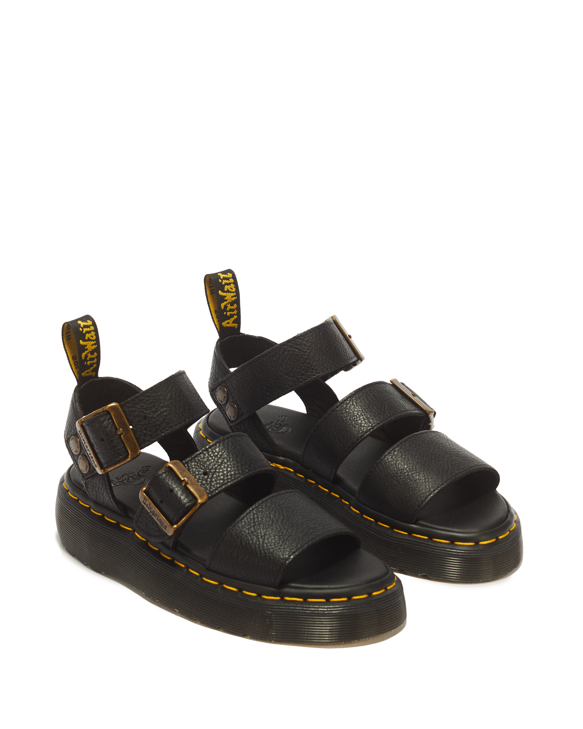 Gryphon Quad Leather Platform Sandals in Black | Dr. Martens™